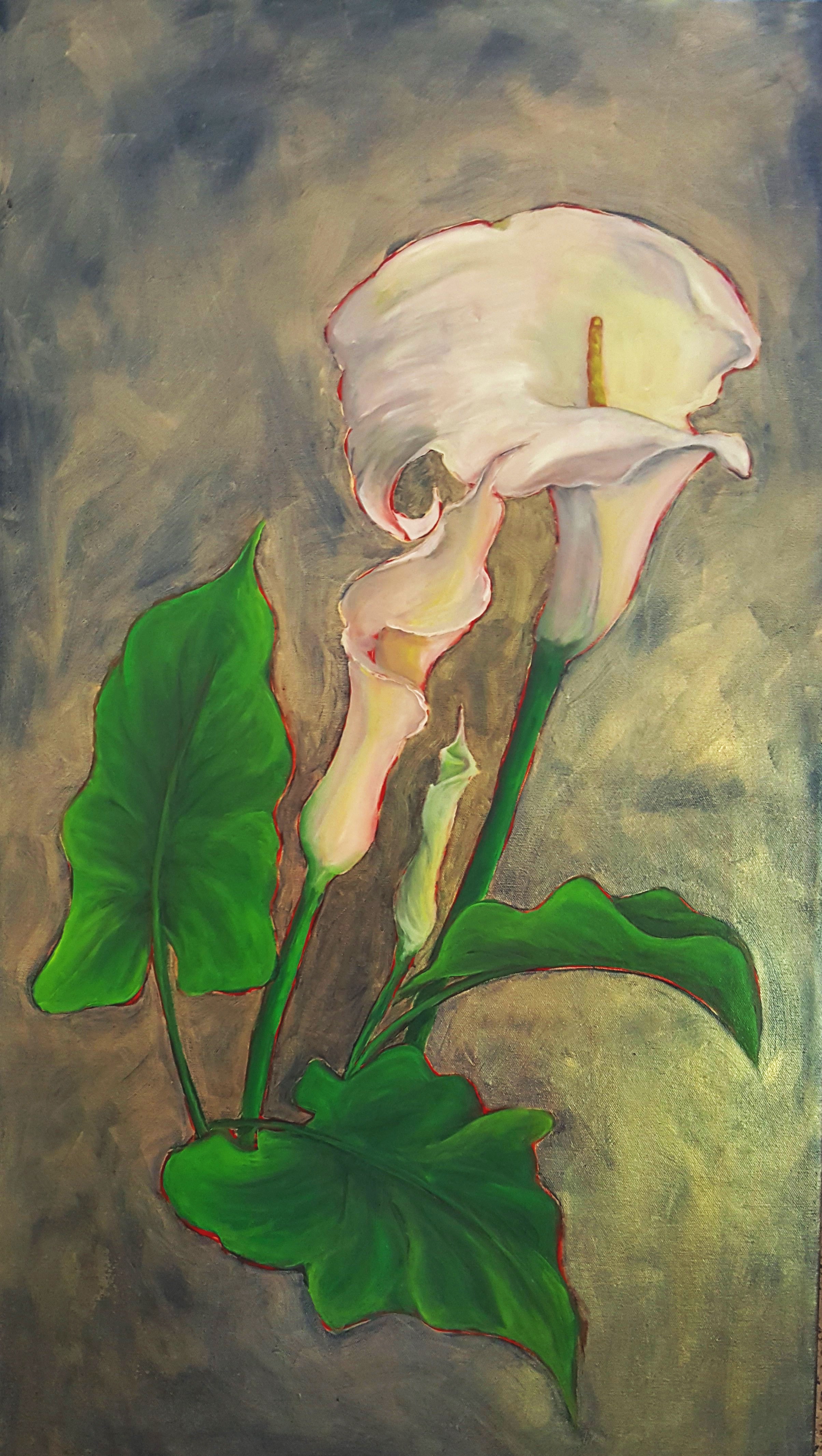 Three Generations Oil, Metal Leaf on Canvas 20 Inches W x 36 Inches H