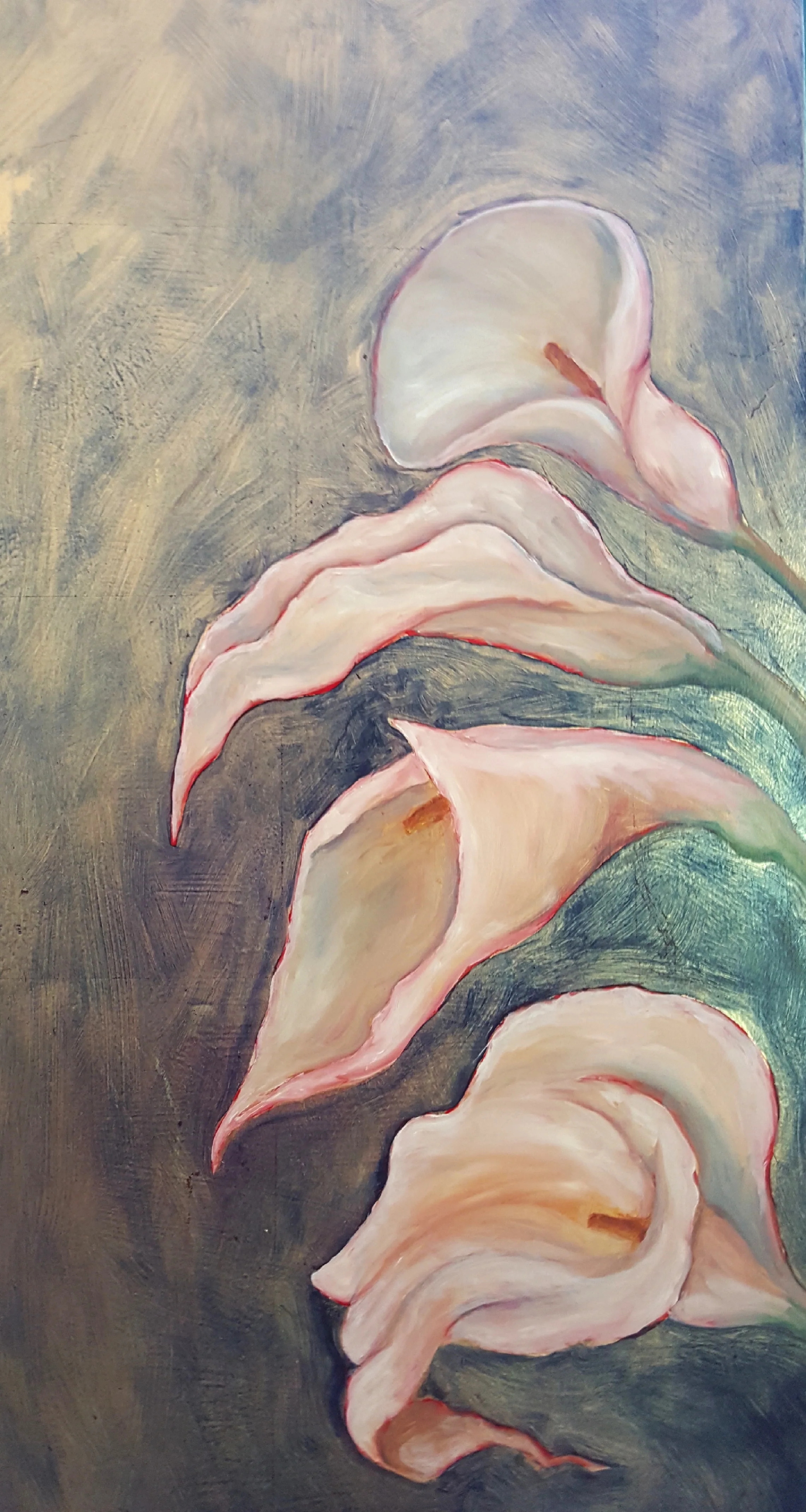 Happy Mother's Day Oil, Metal Leaf on Board 12 Inches W x 24 Inches H