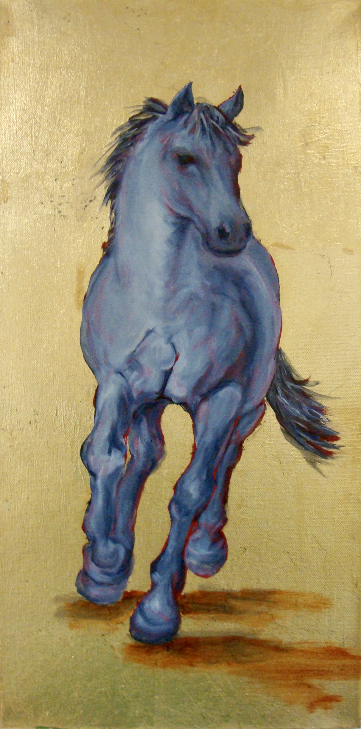Beauty - Oil, Metal Leaf on Canvas 10 Inches Width x 20 Inches Height