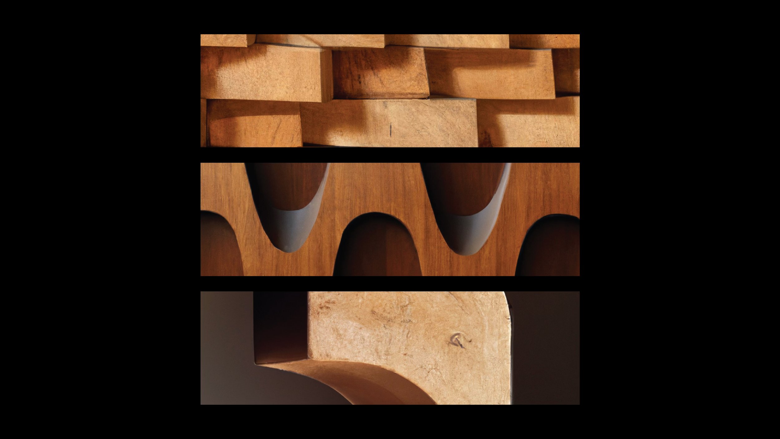 AI-informed design studies exploring sculptural wood forms, by FOUND