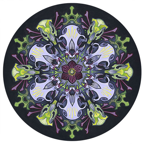 Ritual. acrylic on round panel