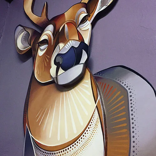 Whitetail. acrylic on assembled hand cut wood (2019)