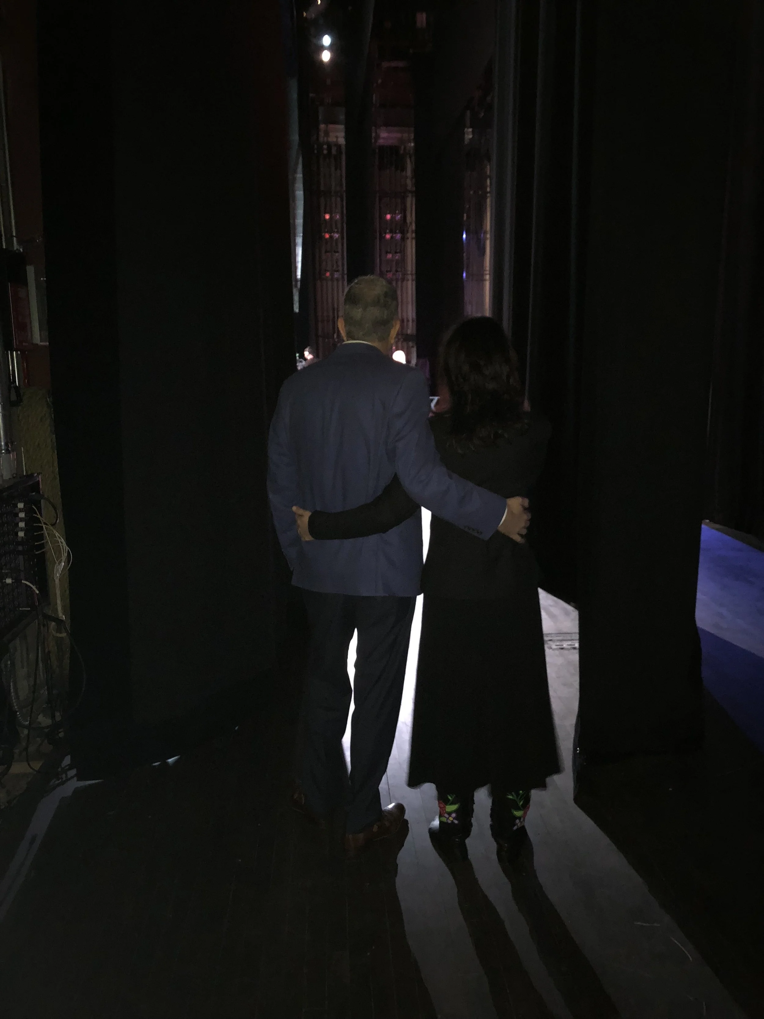 Andrea & her coach, Sharookh Daroowala right before she hits the stage.