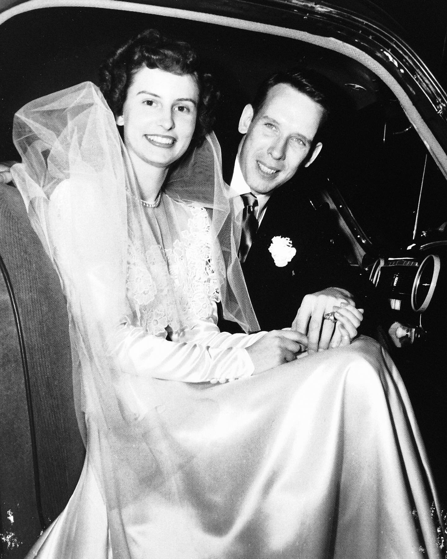 Happy Anniversary to my parents, Marilyn &amp; John. They were married in 1948, celebrating today their 75th anniversary in heaven!  I love seeing their joyful faces!  Side note, I wore my mothers wedding dress for my own day 30 years ago! #weddingan