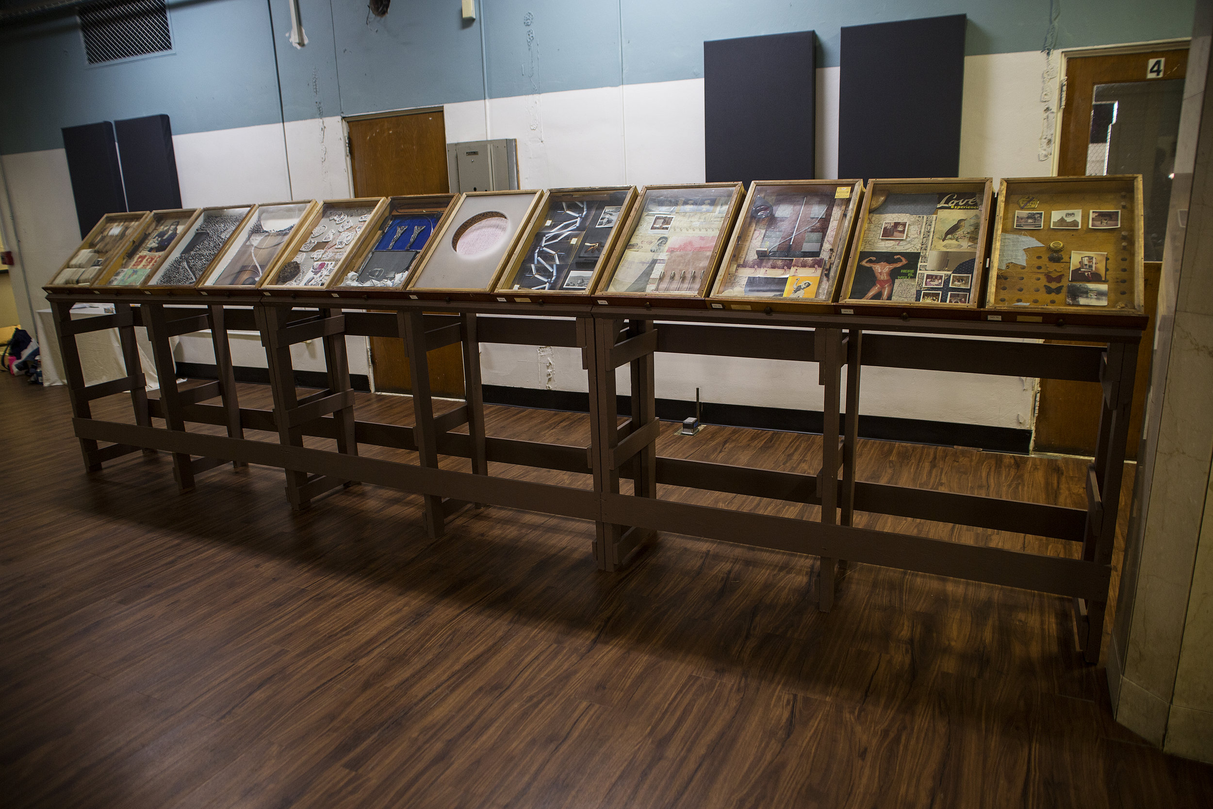  Archive of 12 specimen boxes on stands, 18 linear feet. 