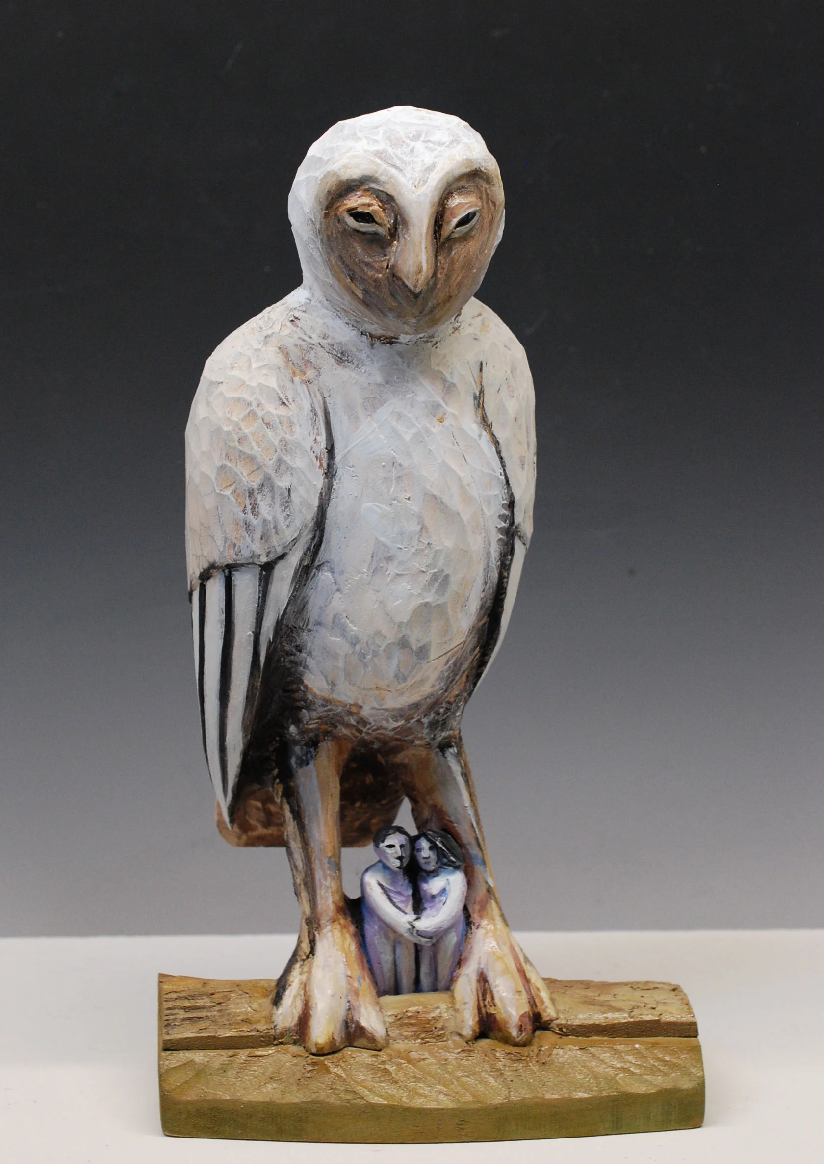 Under the owl carved and painted wood 13" x 7" x 4" SOLD Inquire >