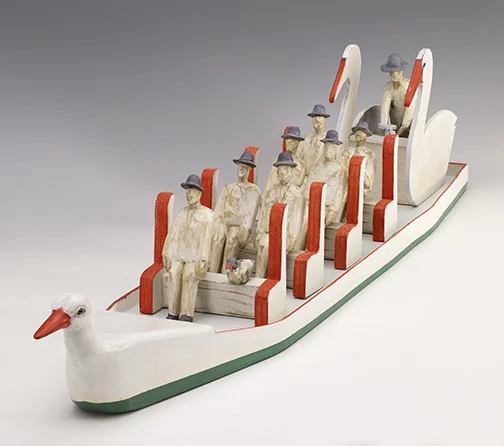 Swan Boat , 2016 carved and painted basswood and plywood 8" x33" x 6"