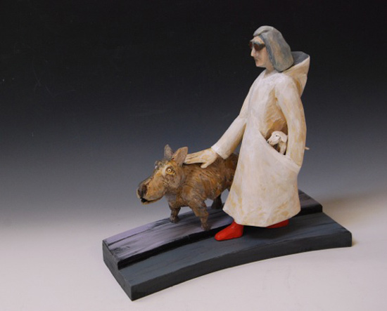 High Road Low Road, 2015 carved and painted basswood 11" x 12" x 6"