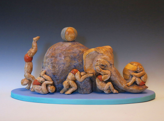Cirque, 2013 carved and painted basswood 11” x 22” x 5”, 2013