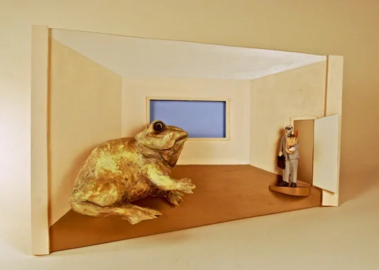 Call me Frog carved and painted wood, 16" x 22" x 5"