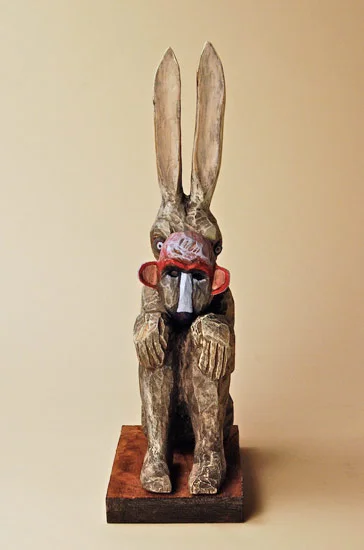 Trickster, 2009 carved and painted wood 14"x 4"x 6"