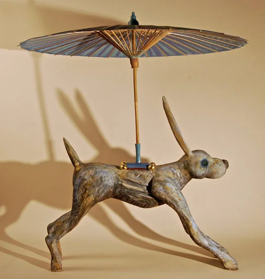 Green eyed Rabbit, 2009 carved and painted wood with glass eyes 38" x 32" x 32"