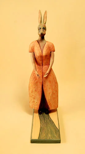 Rabbit in Waiting, 2007 carved and painted wood 11.5" x 20.5" x 6"