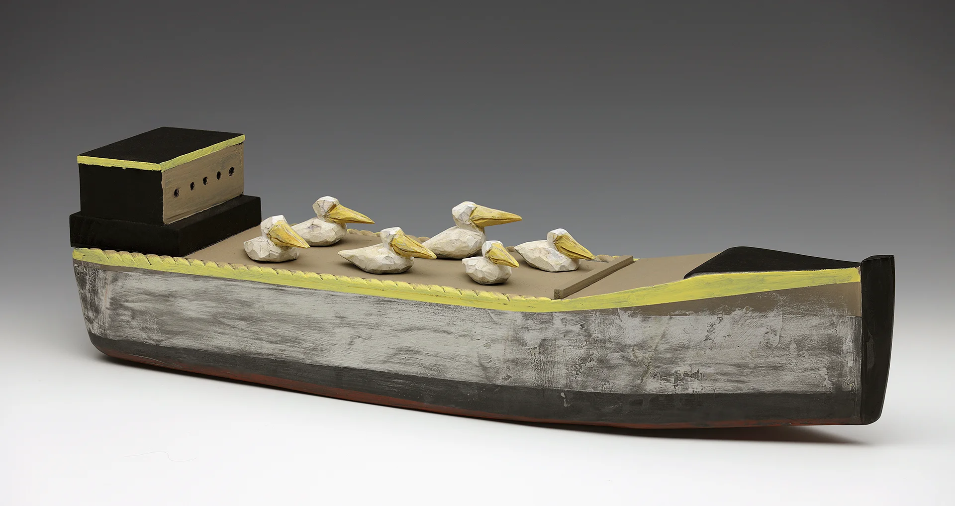 Drydock carved and painted wood 6” x 23” x 5.5”, 2019