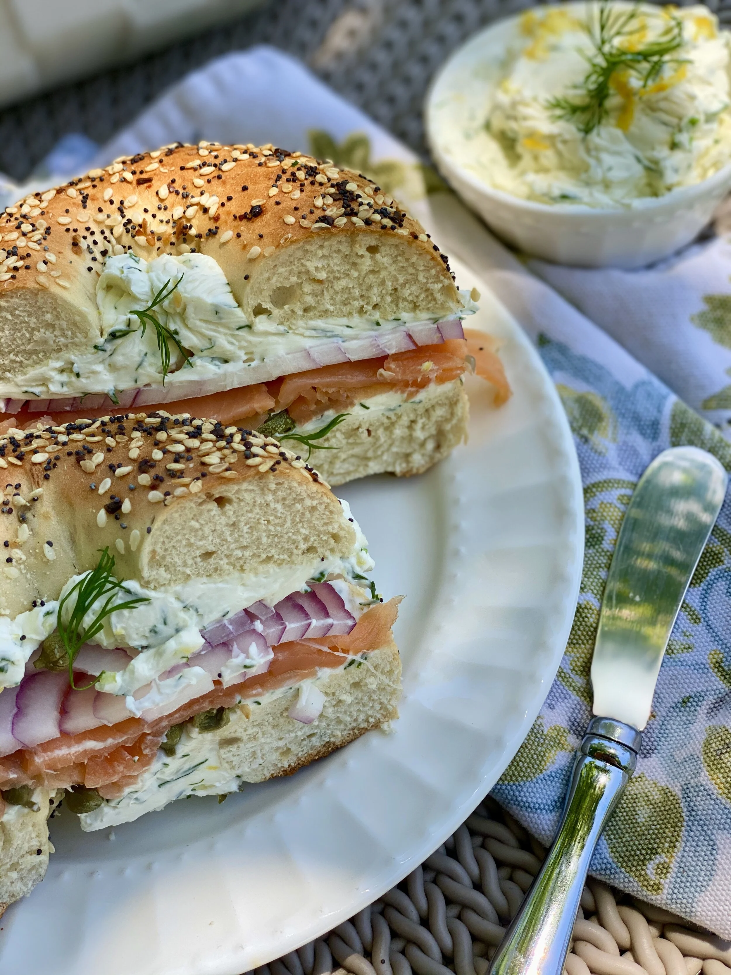 Lox Bagel with Lemon Herby Schmear