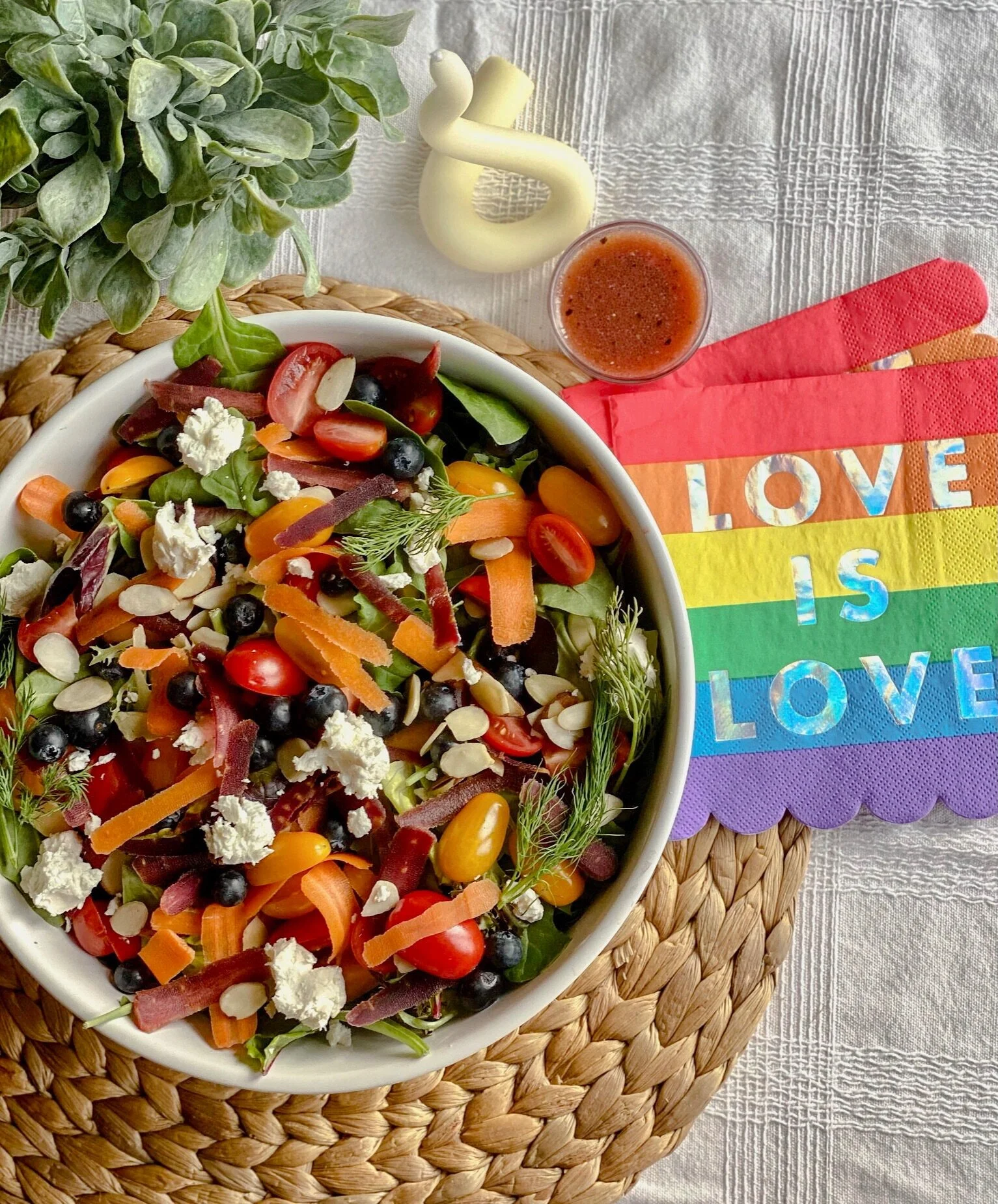  Rainbow Summer Salad with Pomegranate Vinaigrette