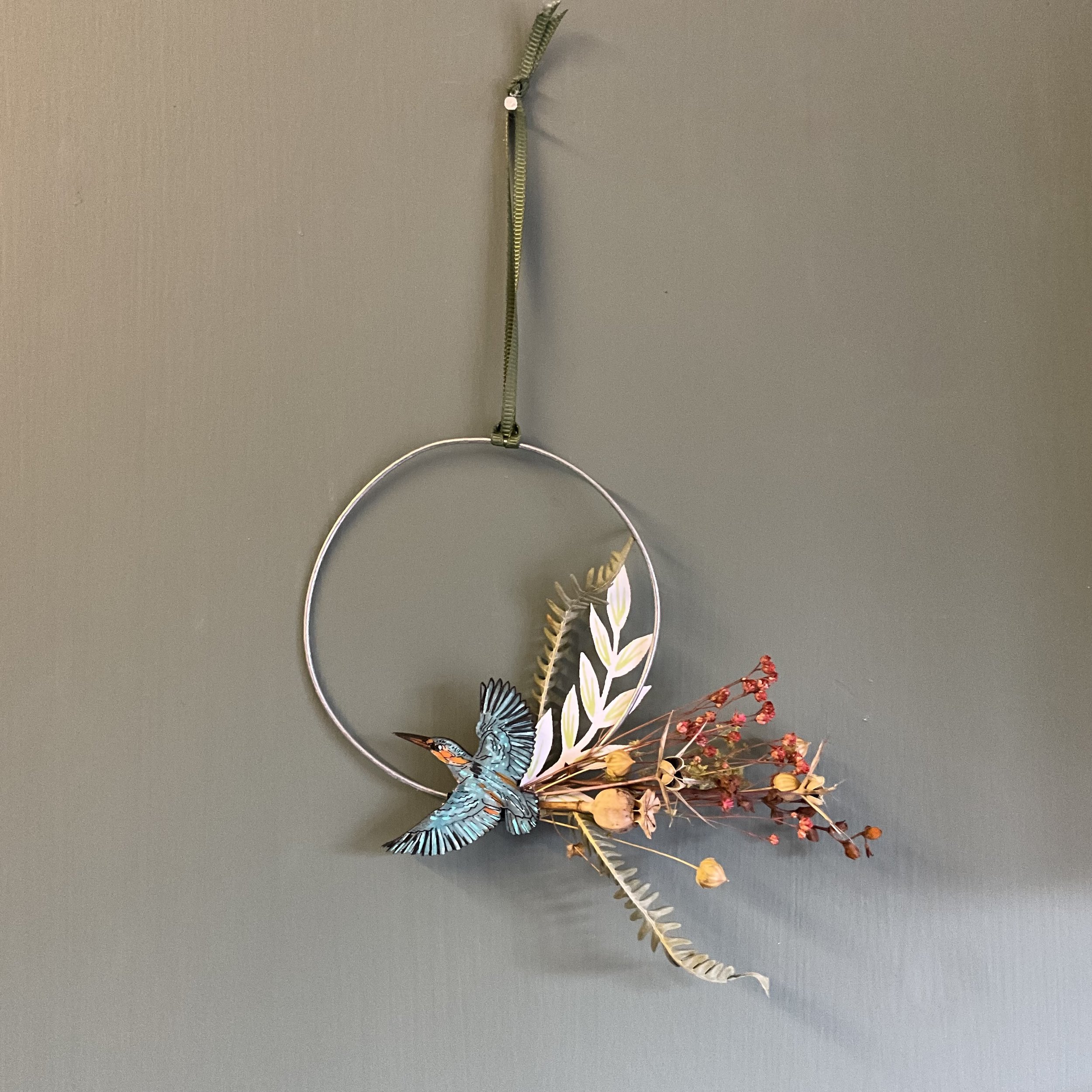 Kingfisher dried foliage wreath