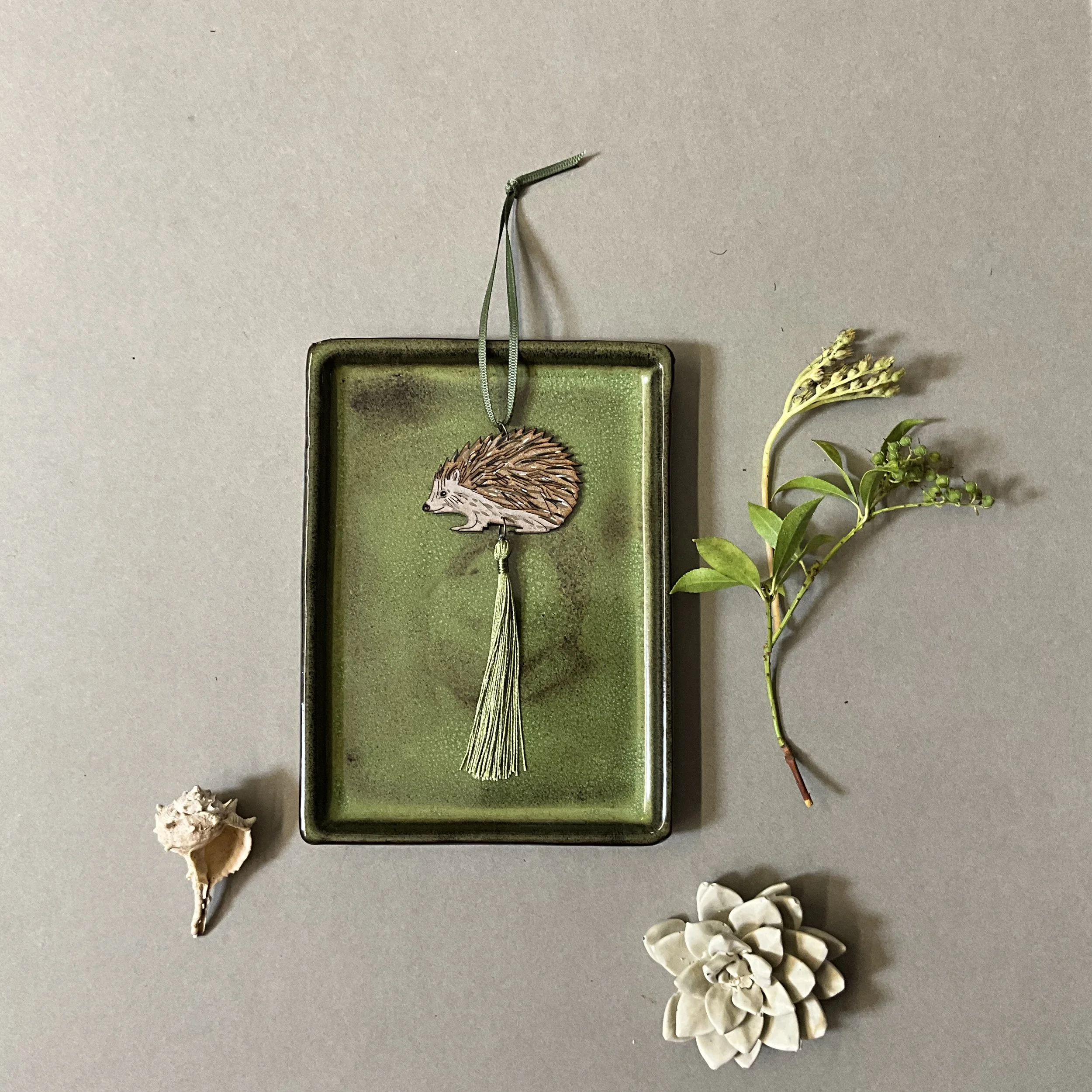 Laser cut and etched from FSC MDF in Lily's mid Devon studio, each one is hand painted making them completely unique to you, finished with a silky tassel (Copy)