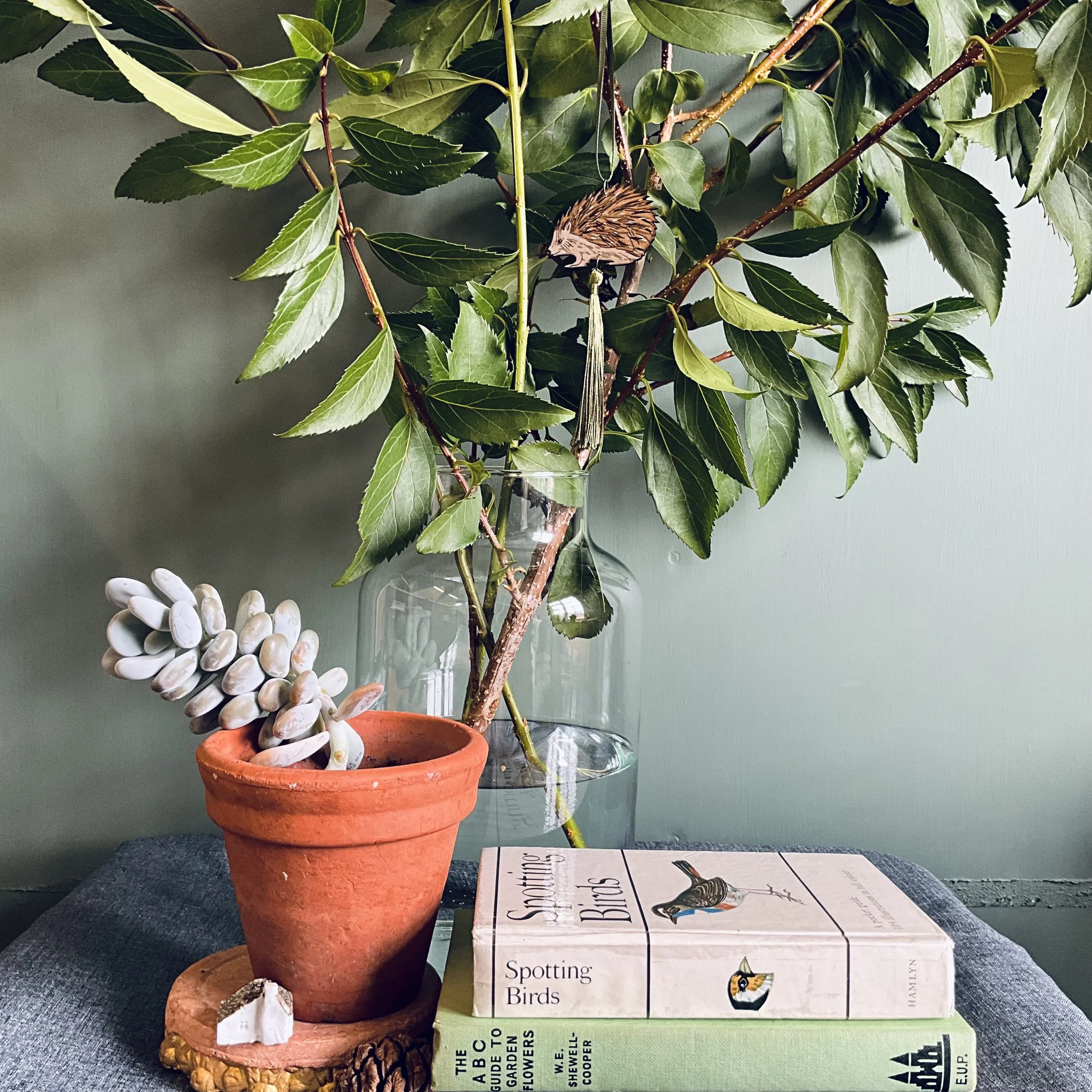 Laser cut and etched and individually hand painted using gouache and chalk paint, metallic watercolour details and Indian ink. (Copy)