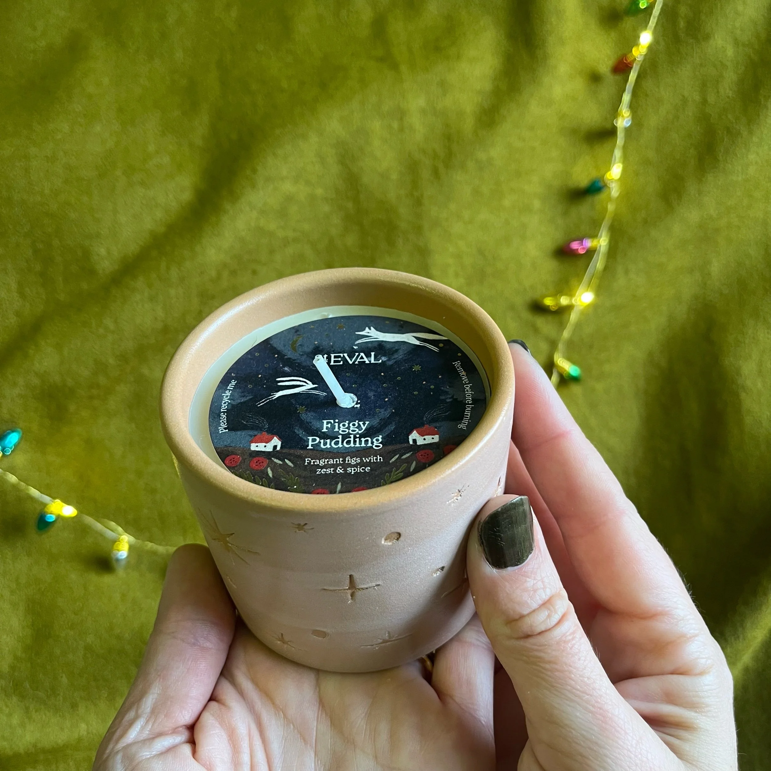 Star Gazy Figgy Pudding Terracotta candle, made by St Eval