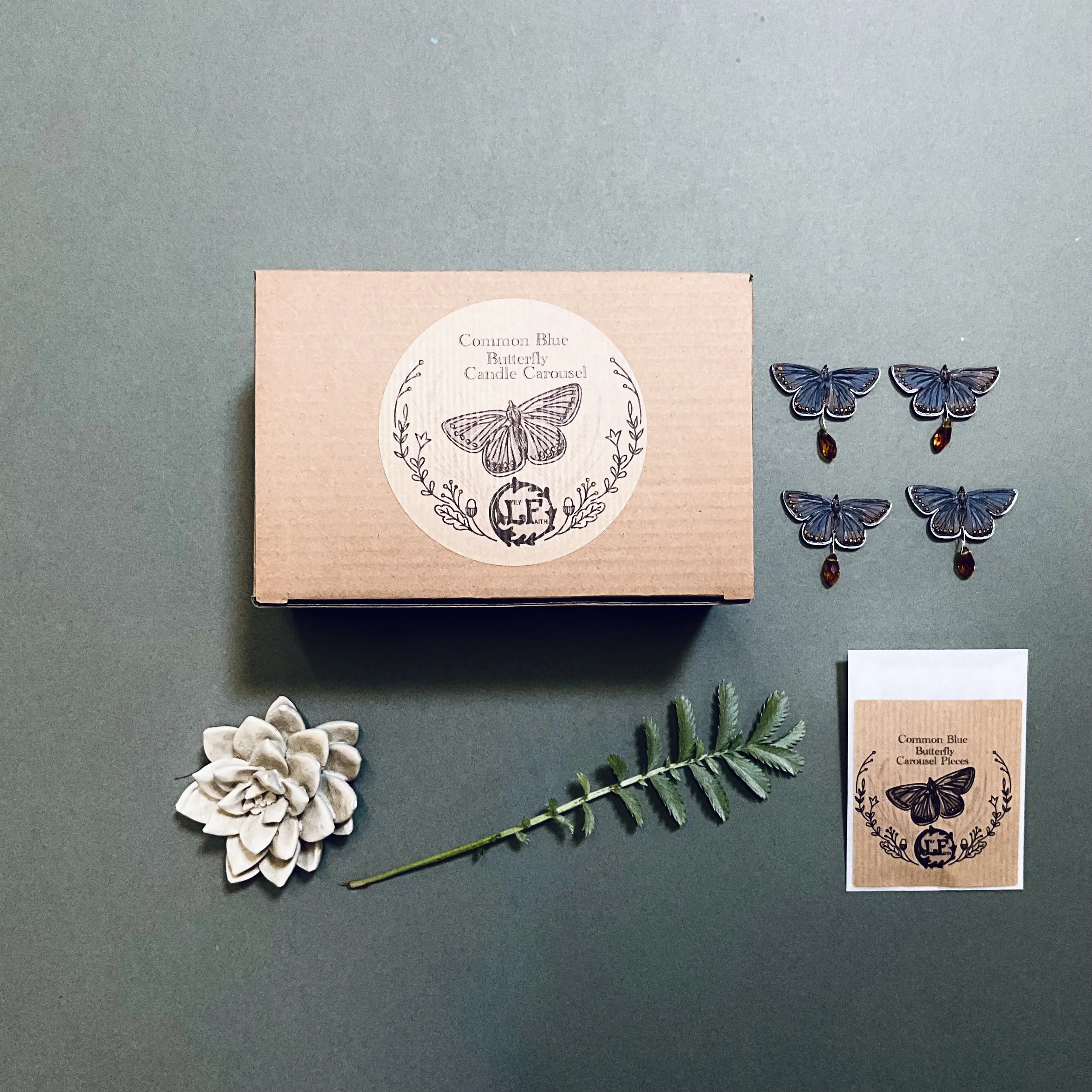 Common Blue Butterfly Candle Carousel