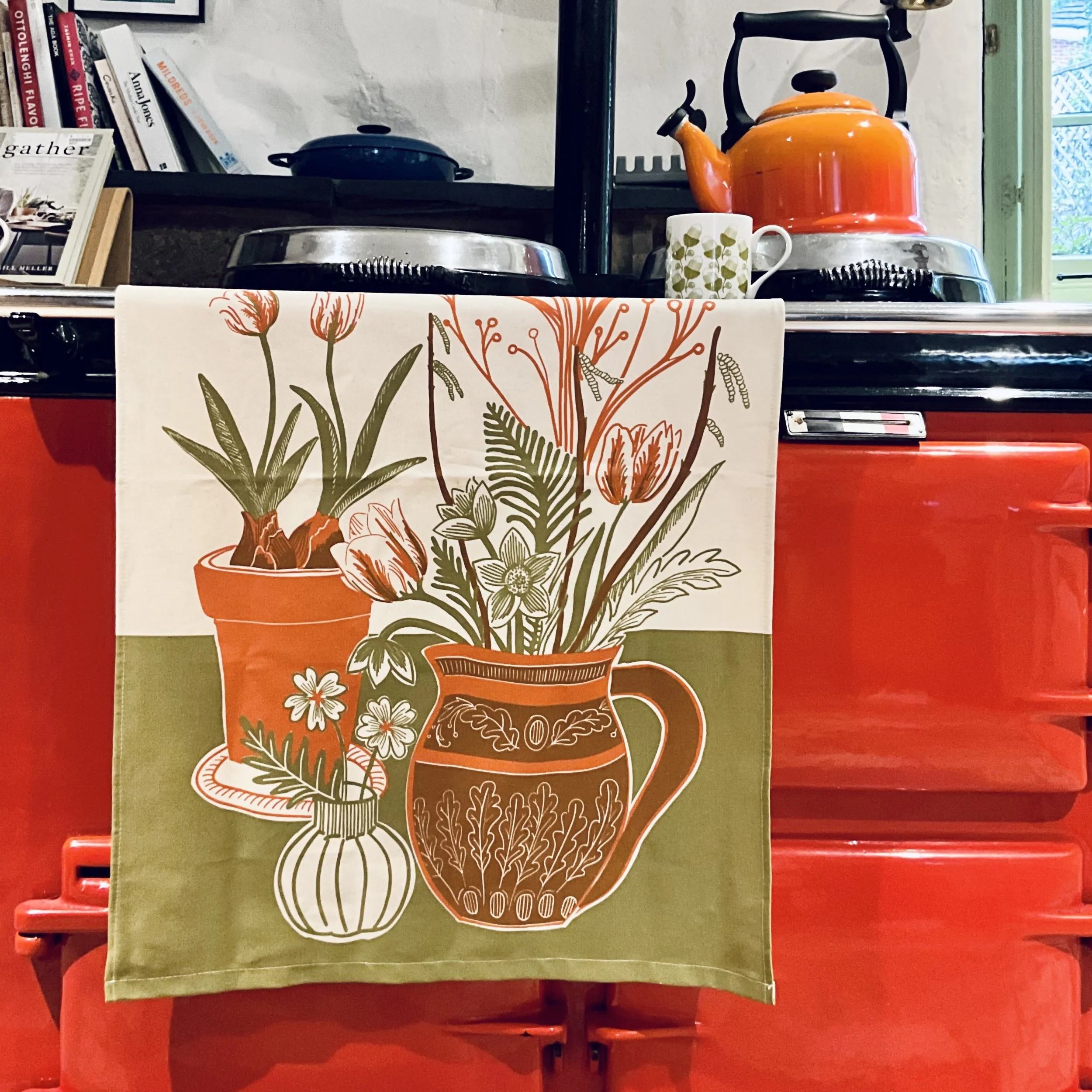 Lily Faith Tulips and a Hoopoe tea Towel, the perfect colourful update for your kitchen