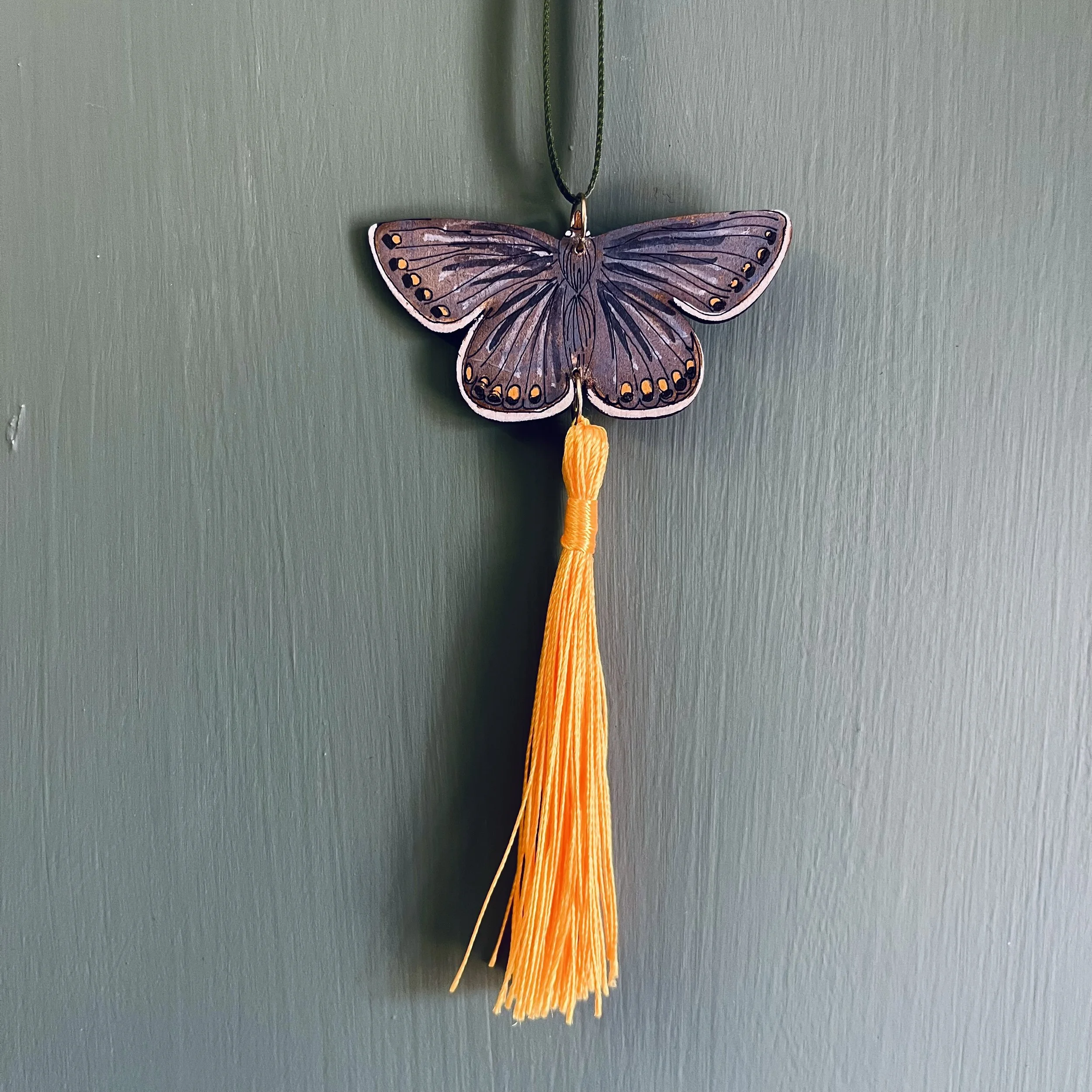 Lily Faith Common Blue Butterfly Tassel Decoration