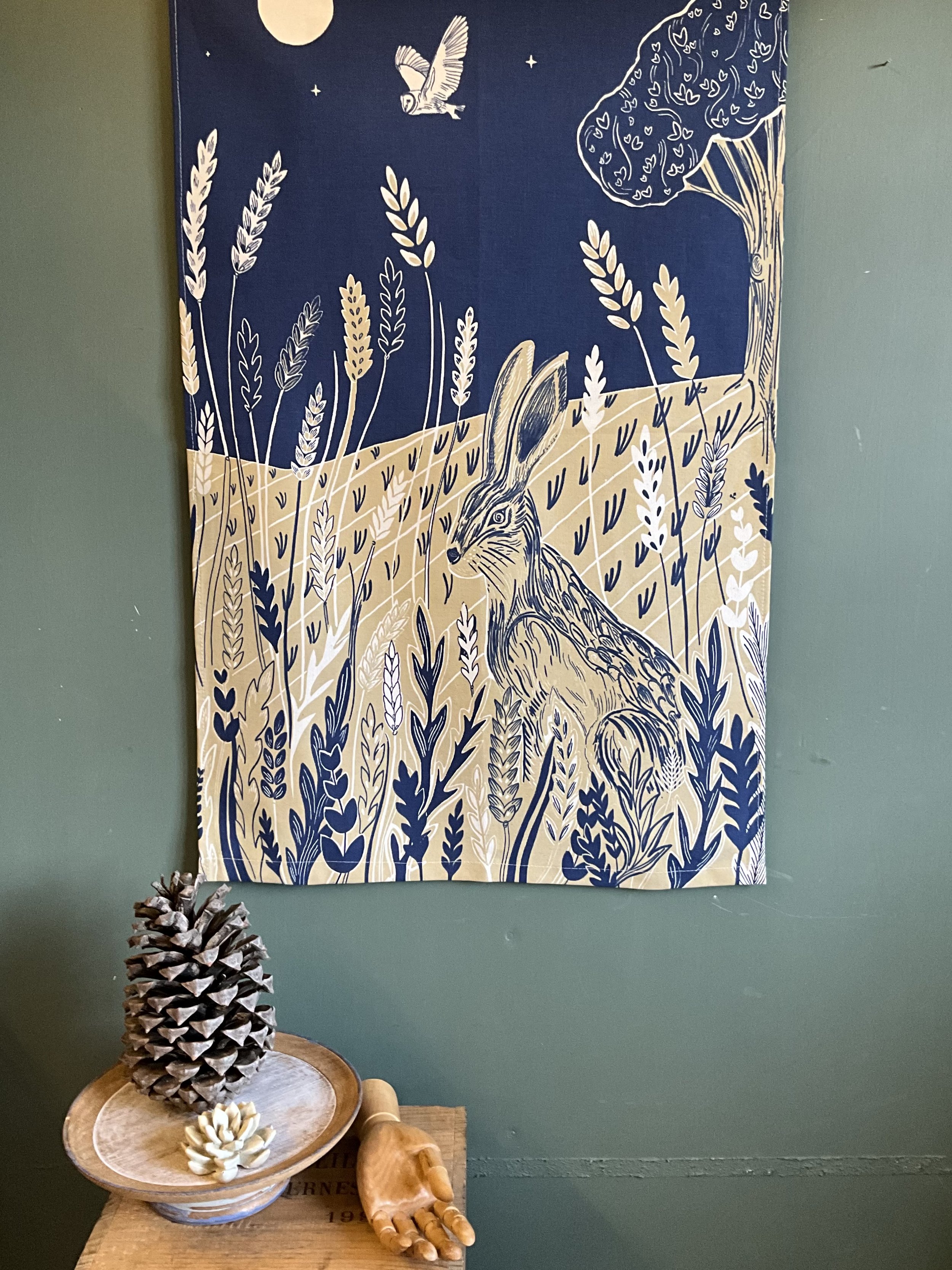 Lily Faith Moonlit Hare Tea Towel