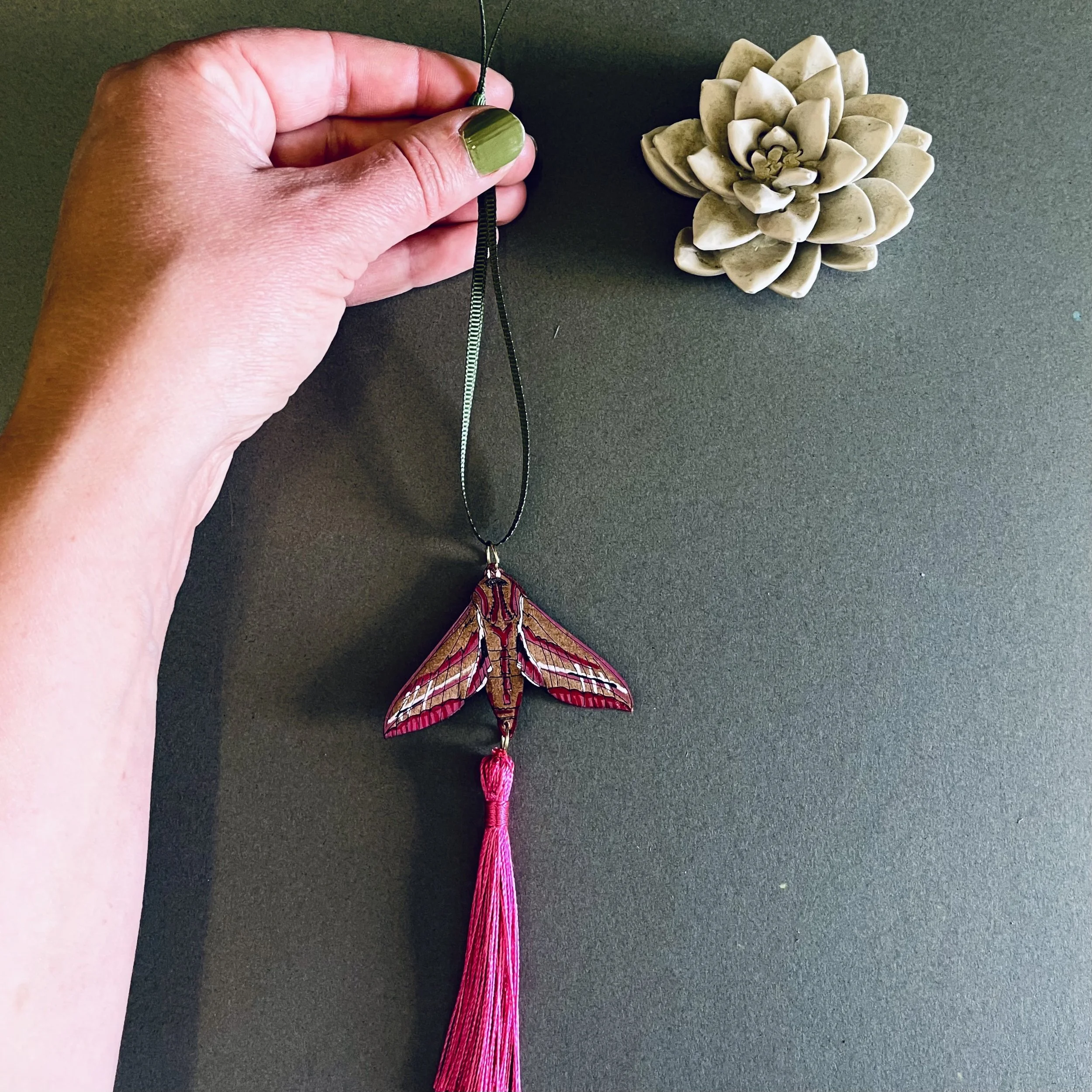 Lily Faith Elephant Hawk Moth Tassel Decoration