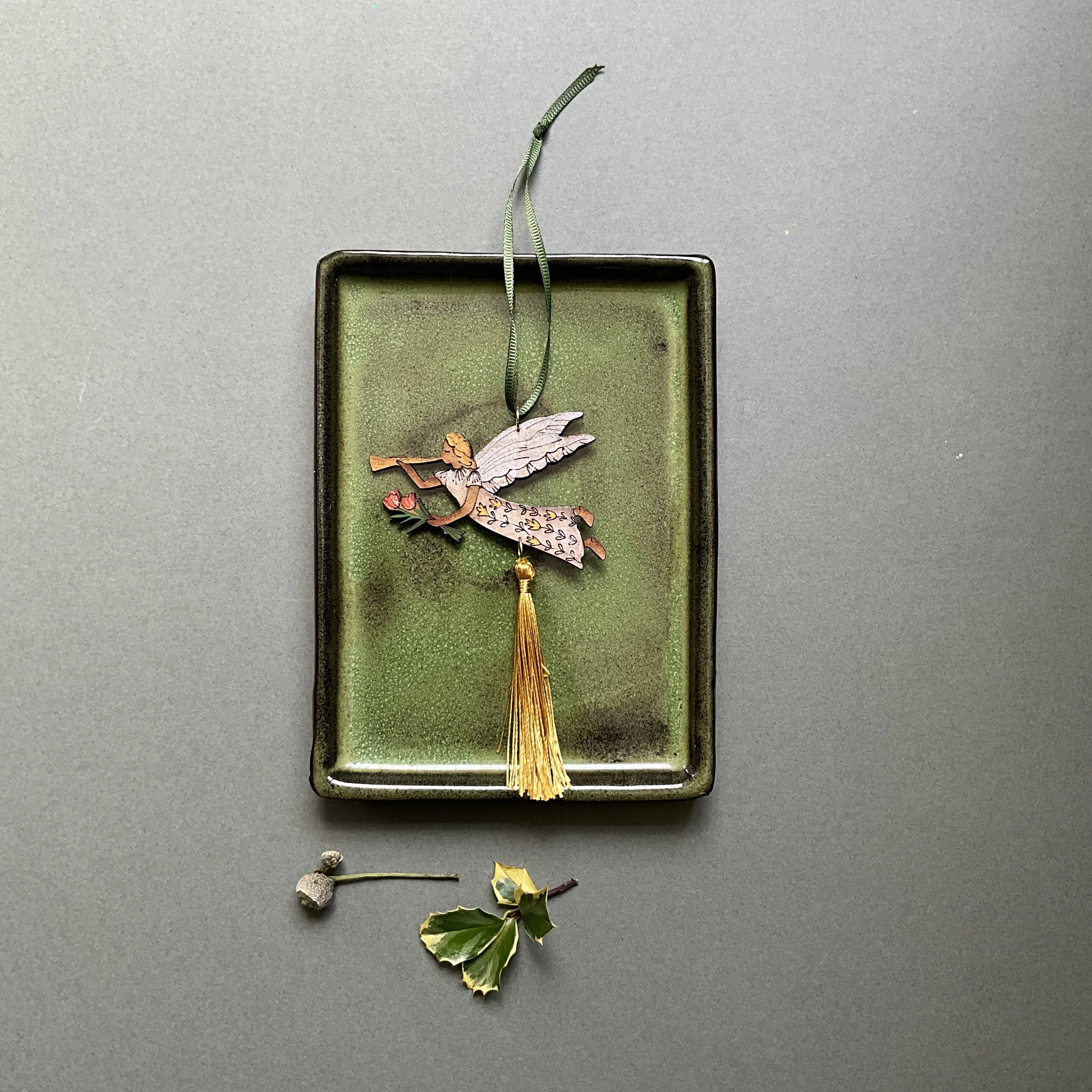 Lily Faith Angel tassel decoration with a antique gold tassel