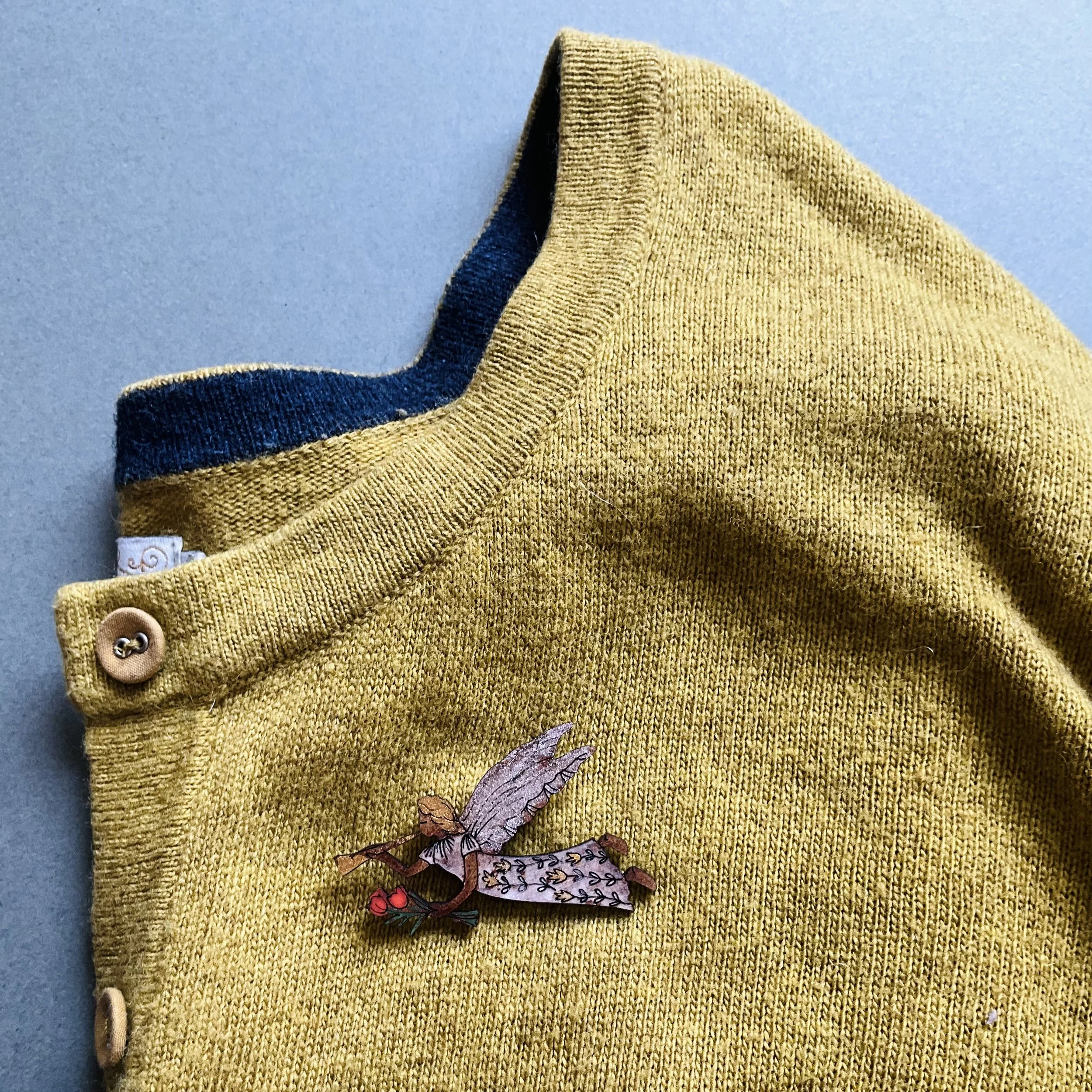 Christmas Angel Brooch laser cut and hand painted in Devon