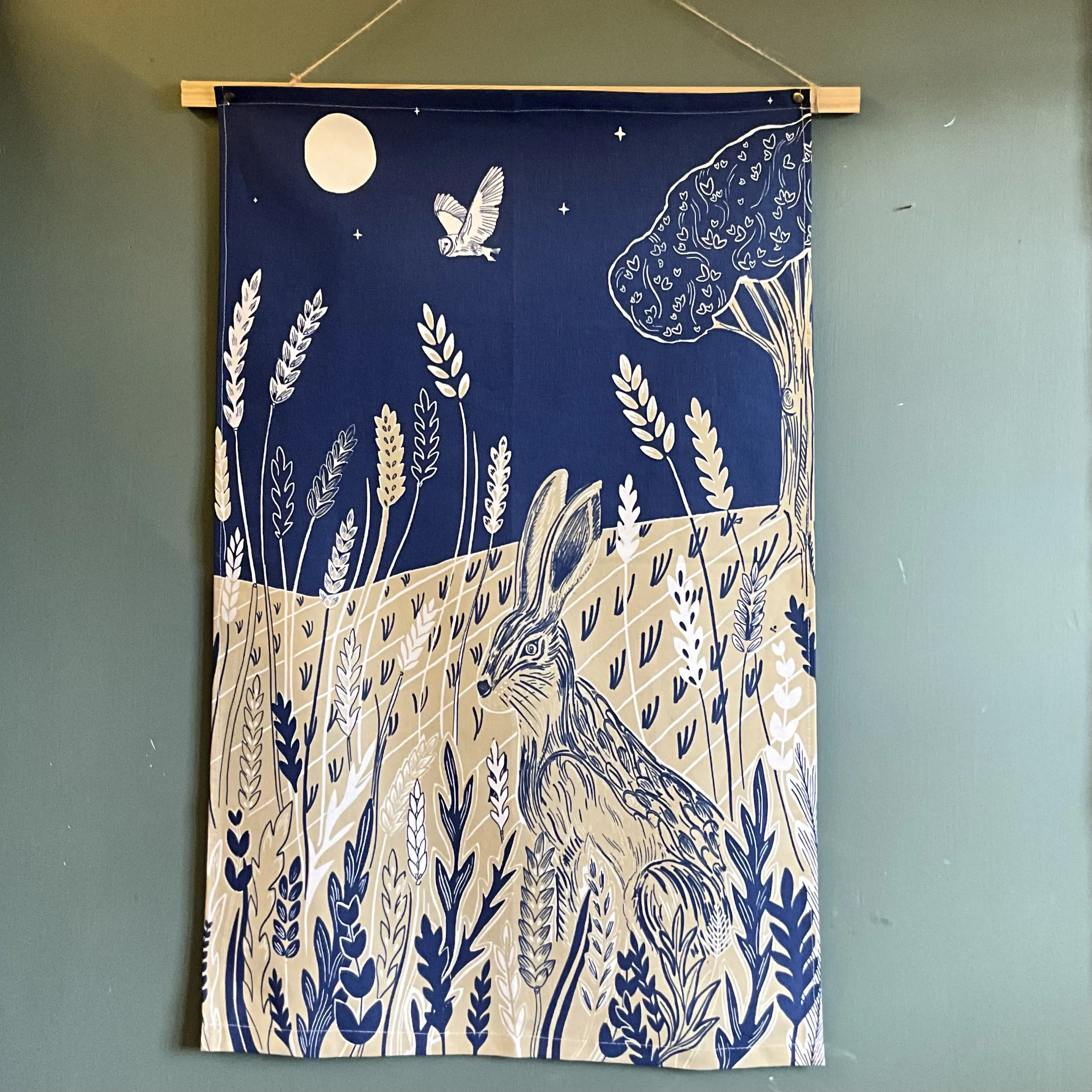 Lily Faith Moonlit Hare Tea Towel