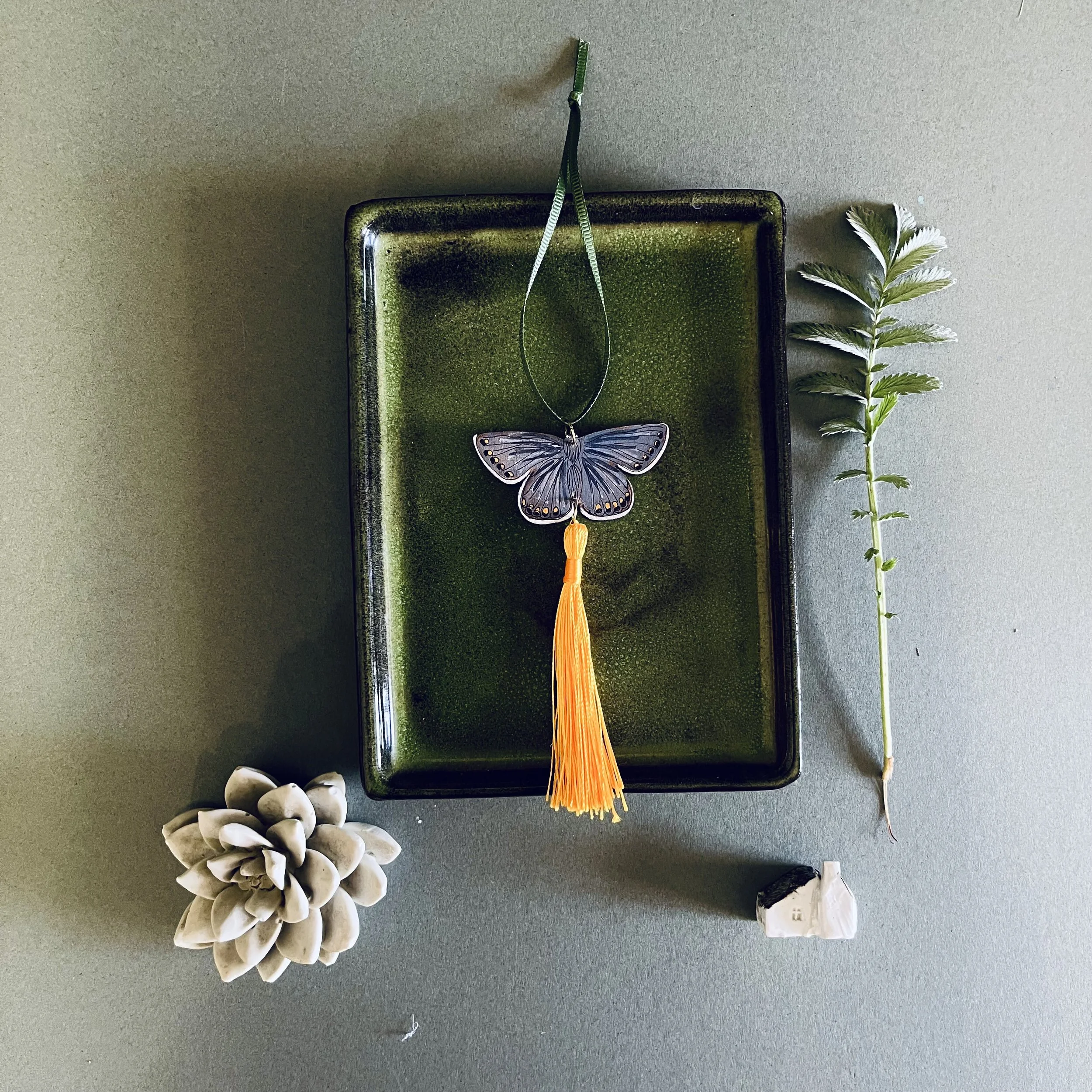 Lily Faith Common Blue Butterfly Tassel Decoration