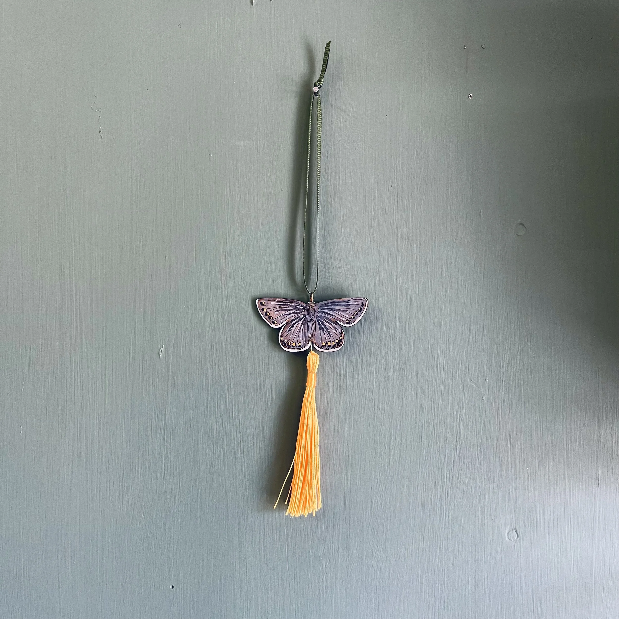 Lily Faith Common Blue Butterfly Tassel Decoration