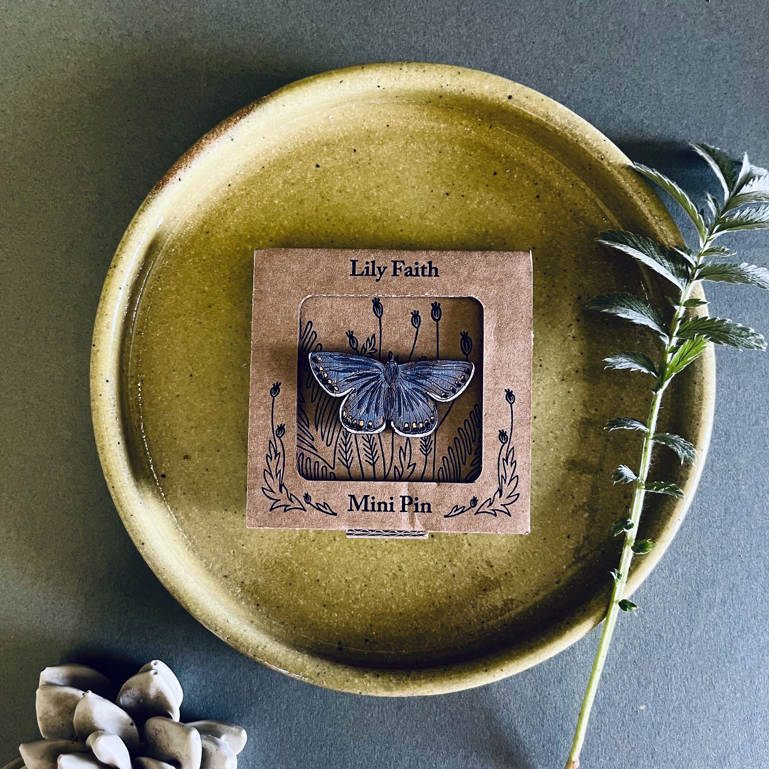 Lily Faith Common Blue Butterfly Mini Pin
