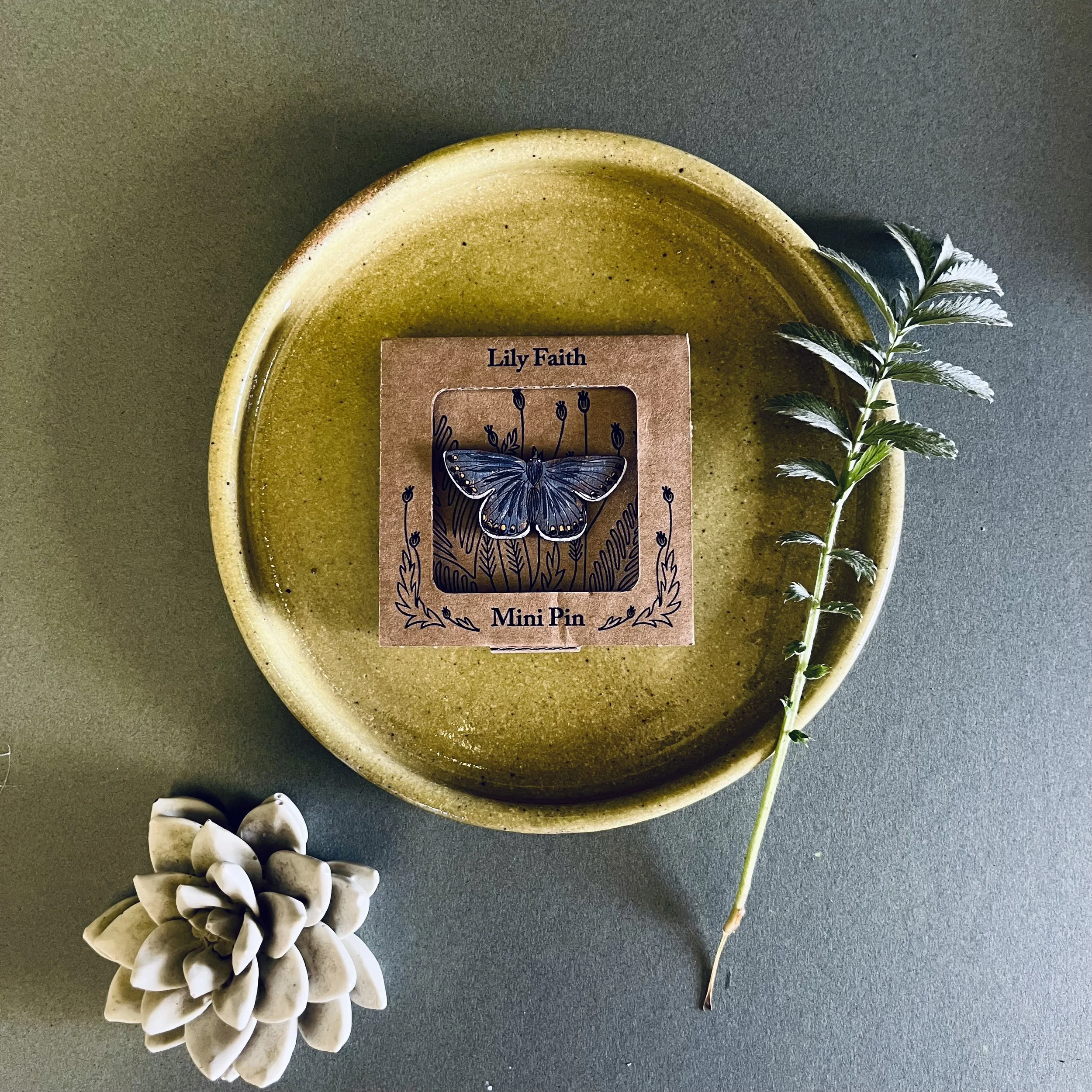 Lily Faith Common Blue Butterfly Mini Pin