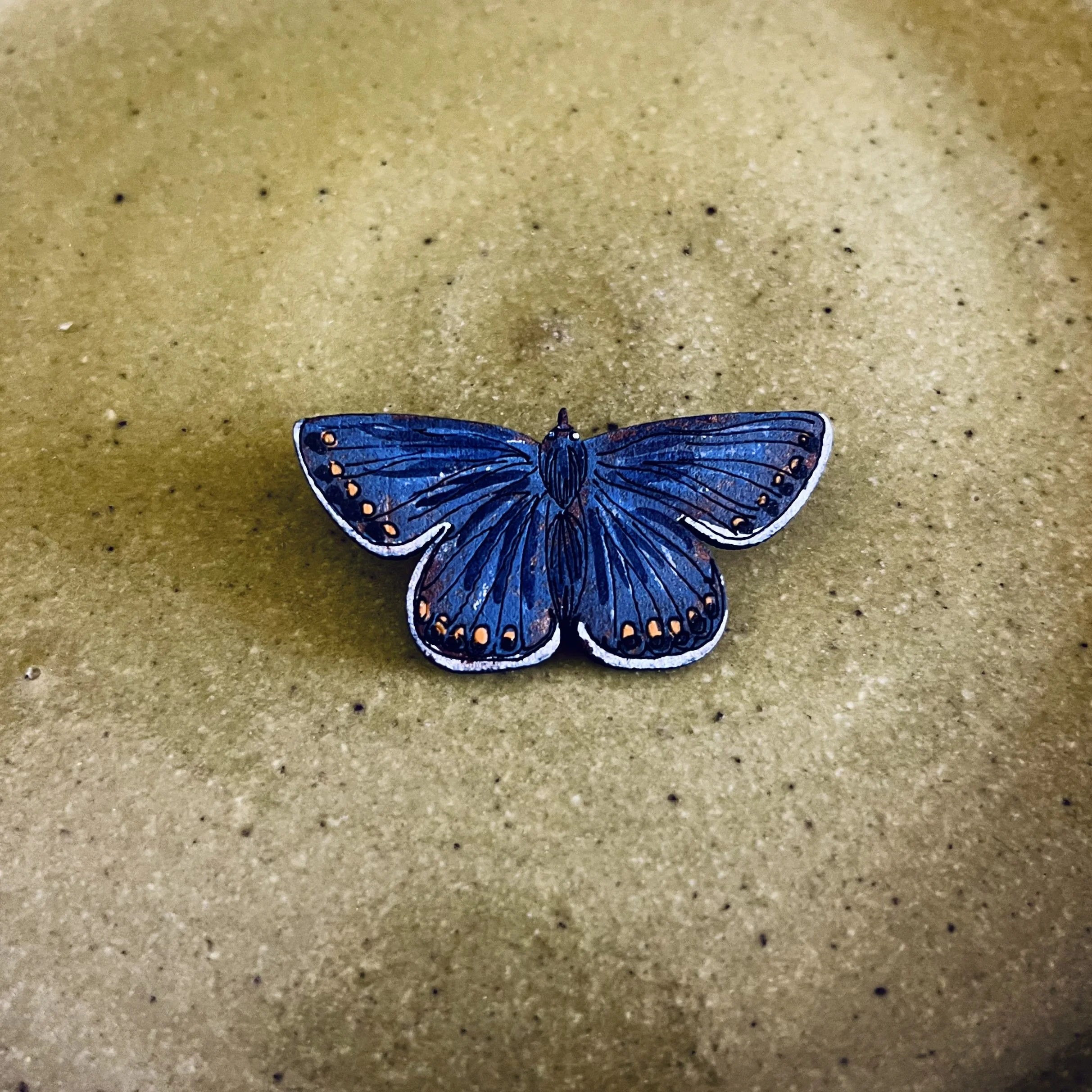 Common Blue Butterfly Mini Pin