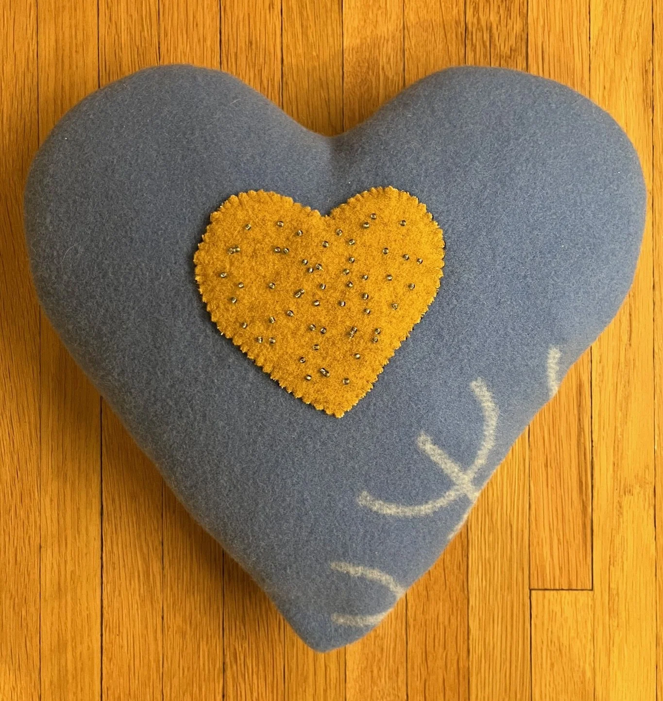 Heart pillow blue