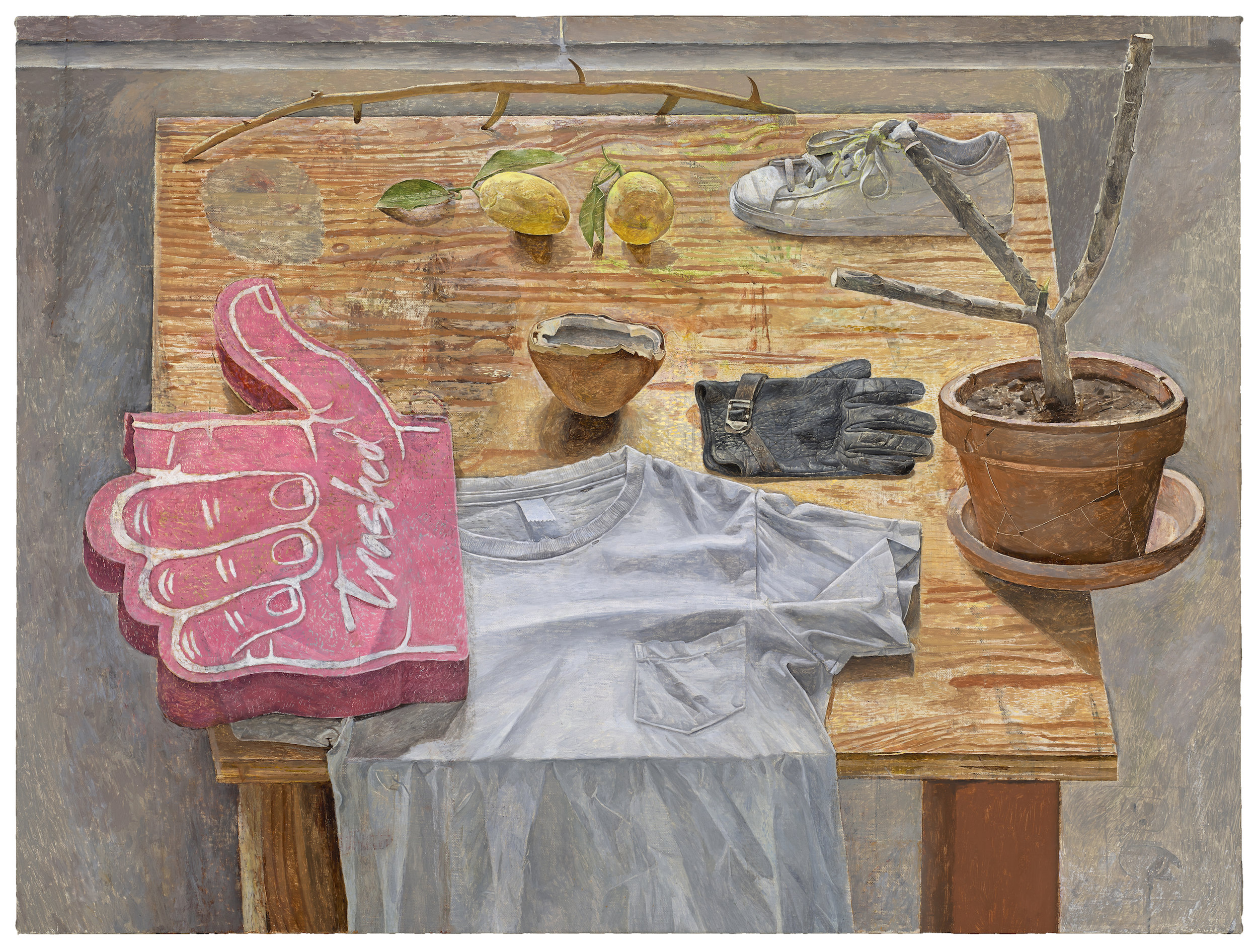 Objects on Table with Foam Hand