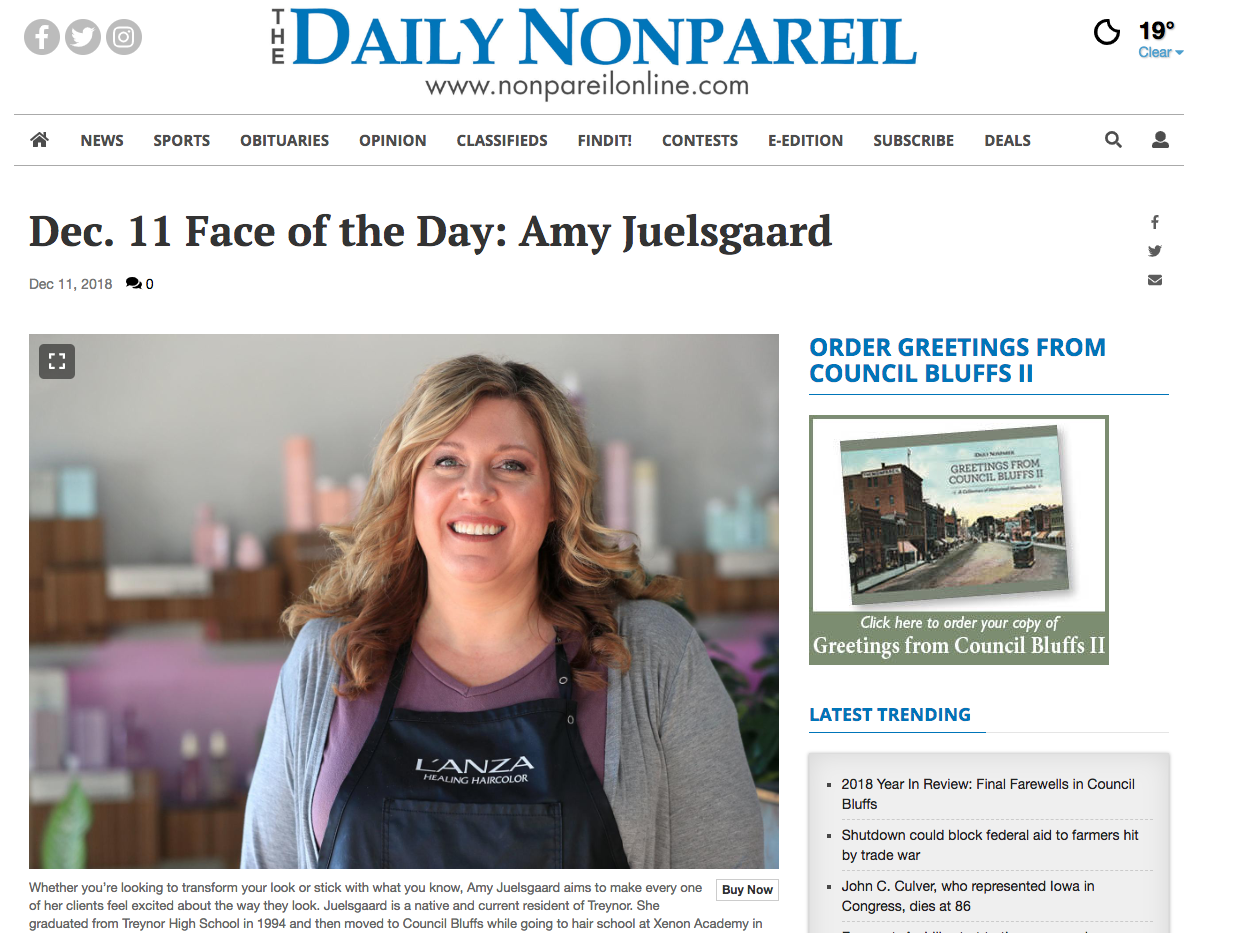 Amy Juelsgard, Daily Nonpareil Face of the Day