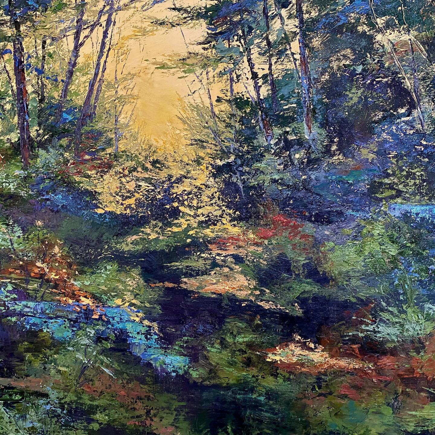 New oil painting &ldquo;Mischievous Light&rdquo; 42x42 Almost ready to frame.
