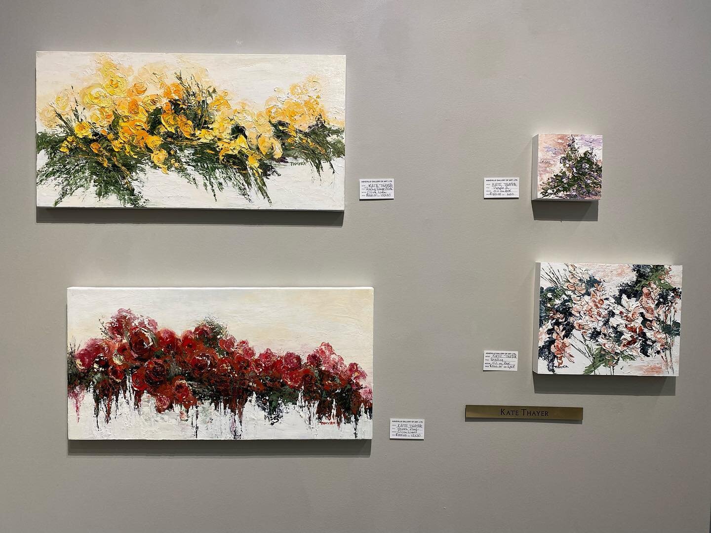 Welcoming Spring with my wall with expressions of flowers at the Asheville Gallery Of Art.