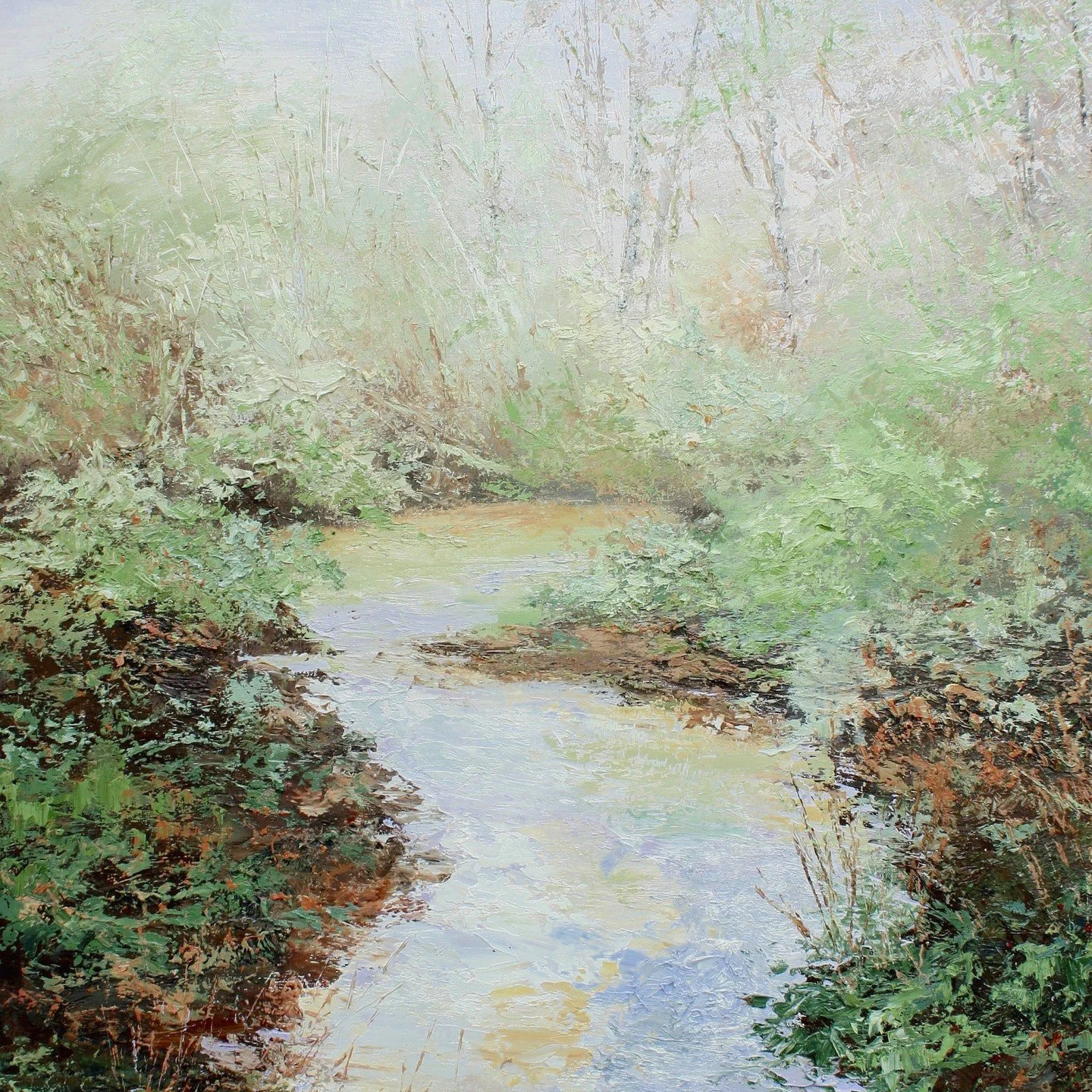 &quot;Changing course&quot; a textured oil painting 32x36 is now in The Gallery Flat Rock.