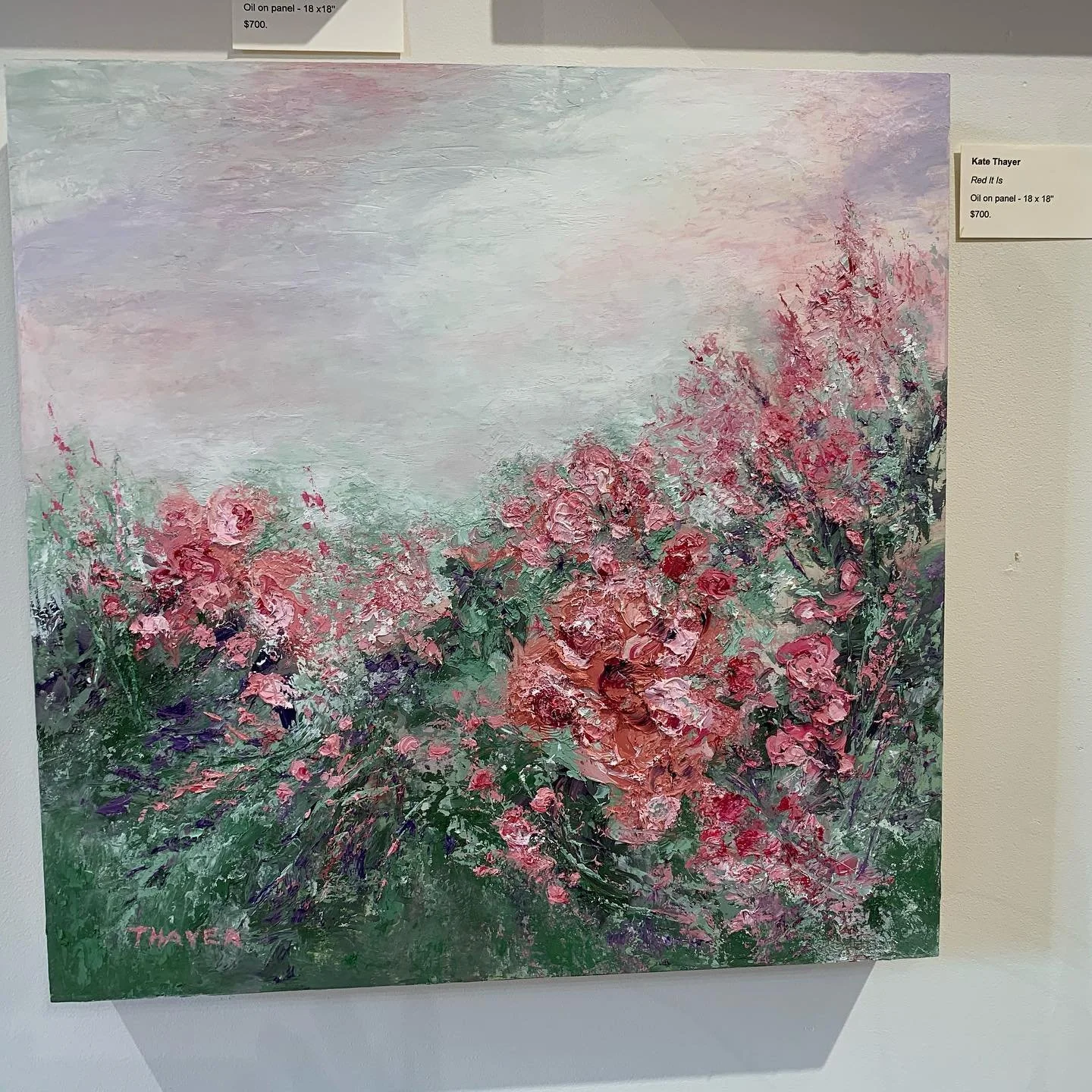 Red It Is 18x18 oil painting.  #textured oil painting