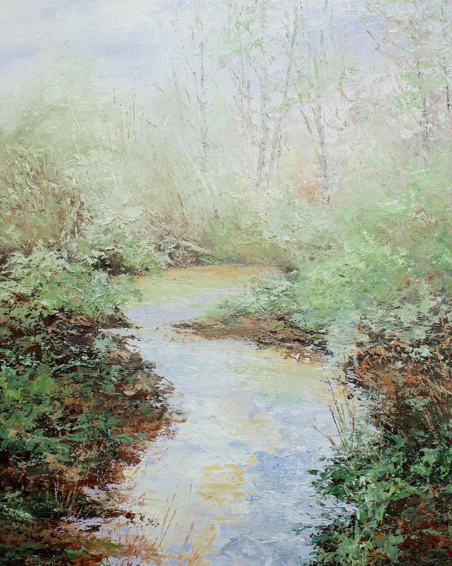 &ldquo;Changing Course&rdquo; a textured oil painting 32x36 is now in the Gallery Flat Rock