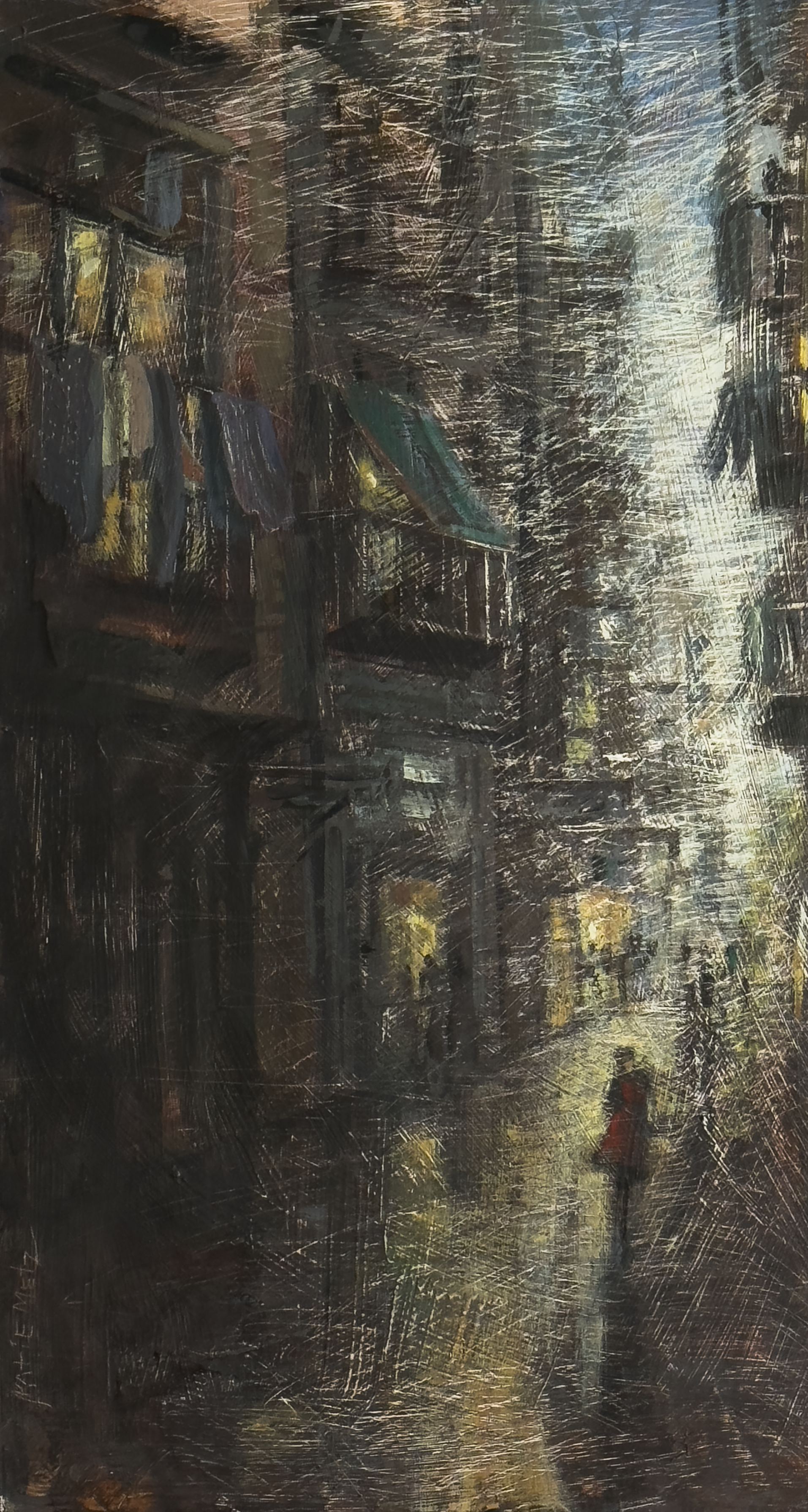 Callejones 2
2025
Acrylic on wood panel
22' x 12' 