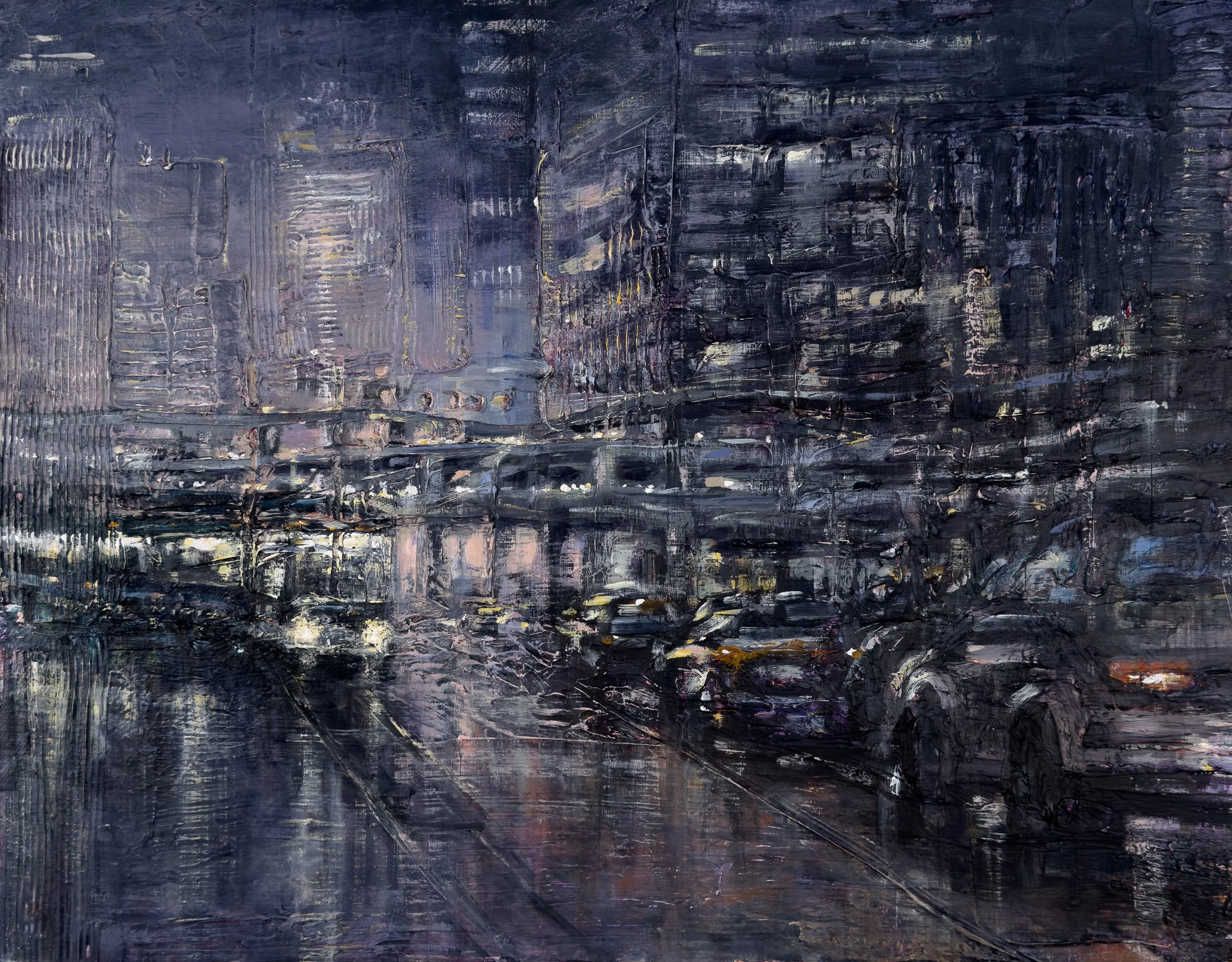 Downtownscape acrylic on panel 20x26in 2023 $1800($1400) Katie Metz.jpg