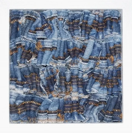 Struggle, 2008 denim zippers 8"x8"x2"