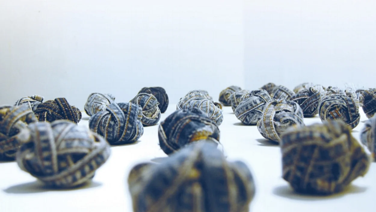 50 Knots, Installation Universidad del Sagrado Corazon, Santurce, Puerto Rico, 2010 50 denim inseams, (detail)