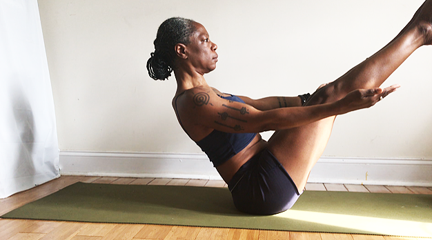 navasana. (boat pose): lift heart, pull shoulder blades together